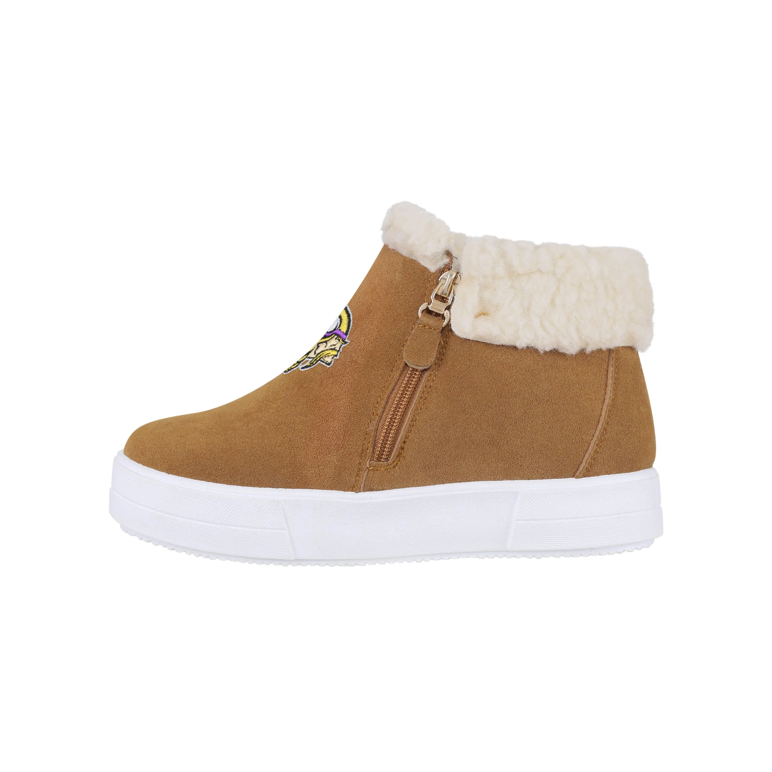 Minnesota Vikings NFL Womens Fuzzy Brim Zipper Boot - Image 2