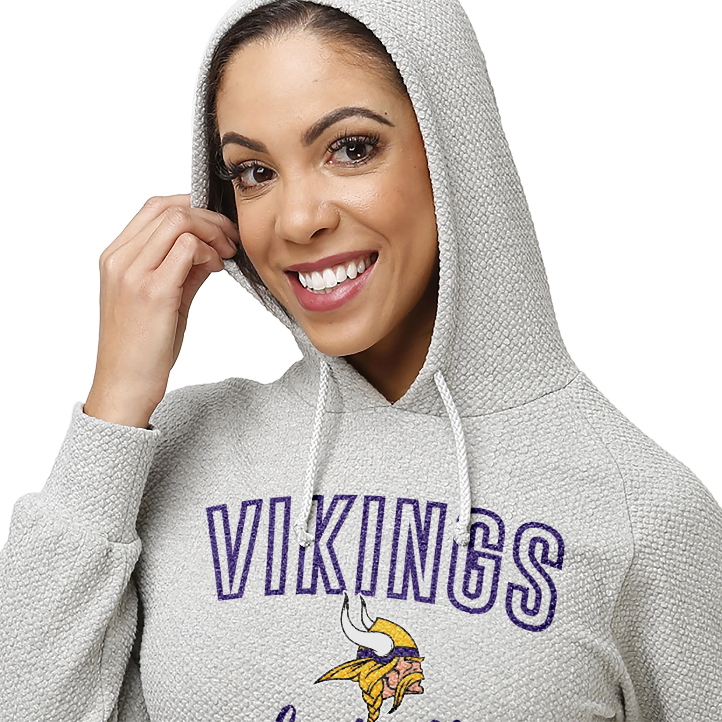Minnesota Vikings NFL Womens Gray Woven Hoodie - Image 5