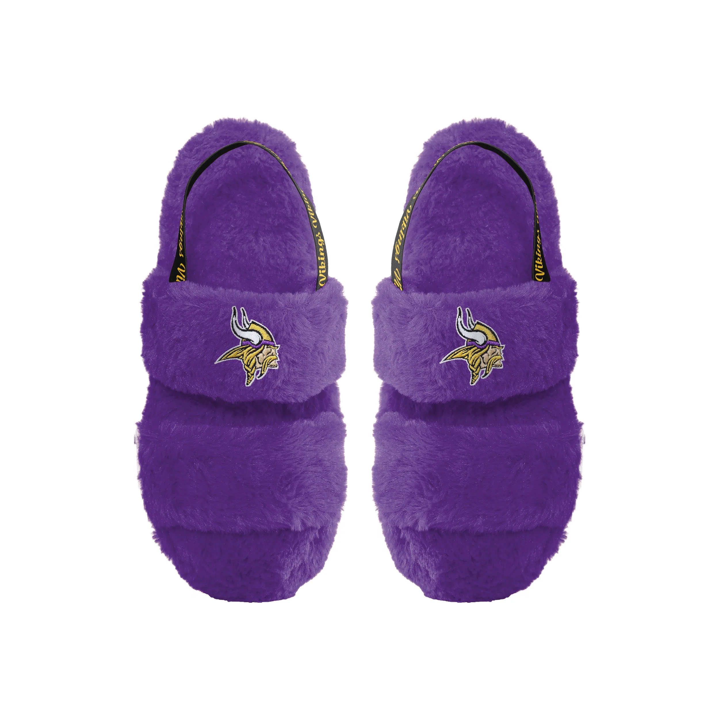 Minnesota Vikings NFL Womens Heel Strap Wordmark Fur Slide - Image 2