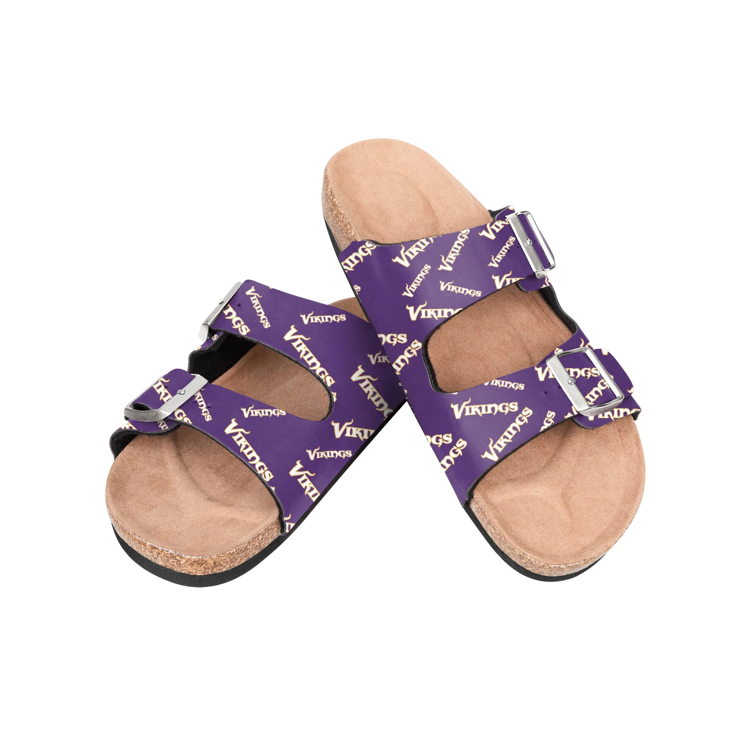 Minnesota Vikings NFL Womens Mini Print Double Buckle Sandal