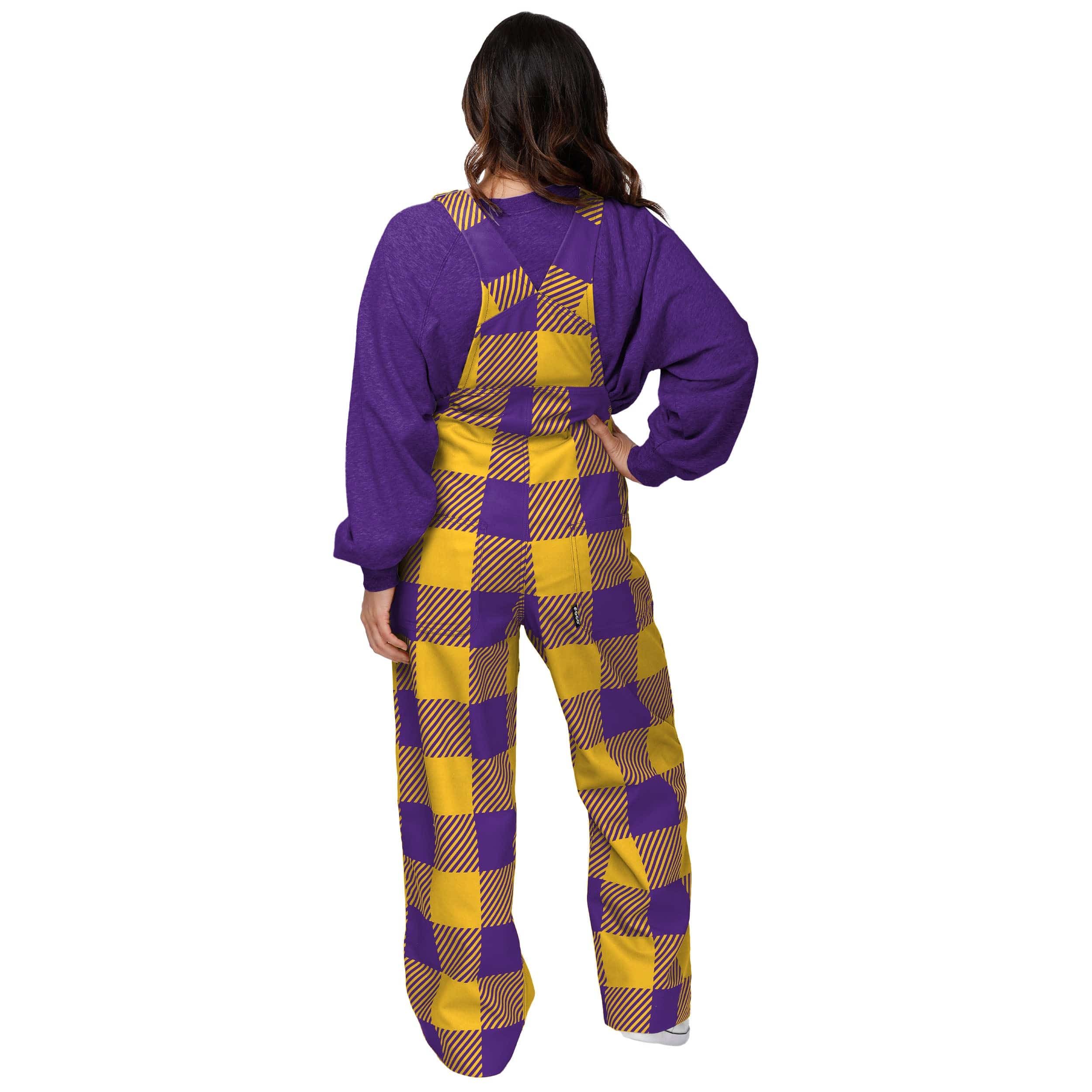 Minnesota Vikings NFL Womens Plaid Bib Overalls - Image 2
