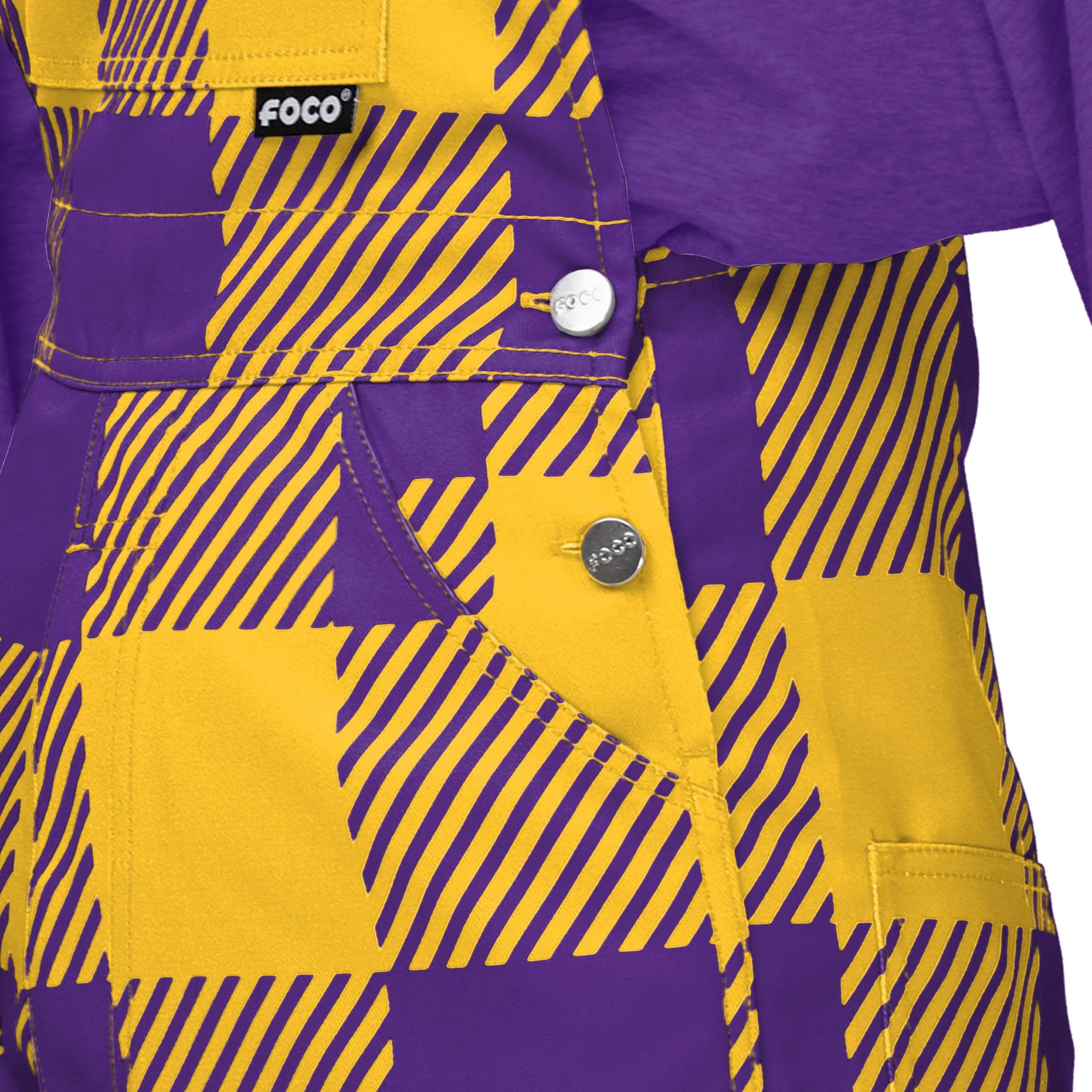 Minnesota Vikings NFL Womens Plaid Bib Overalls - Image 5