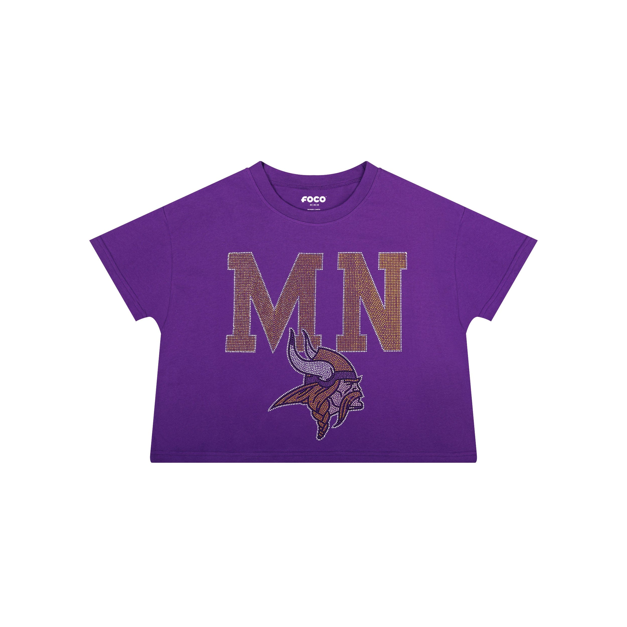Minnesota Vikings NFL Womens Rhinestone Logo Crop Top - Image 4