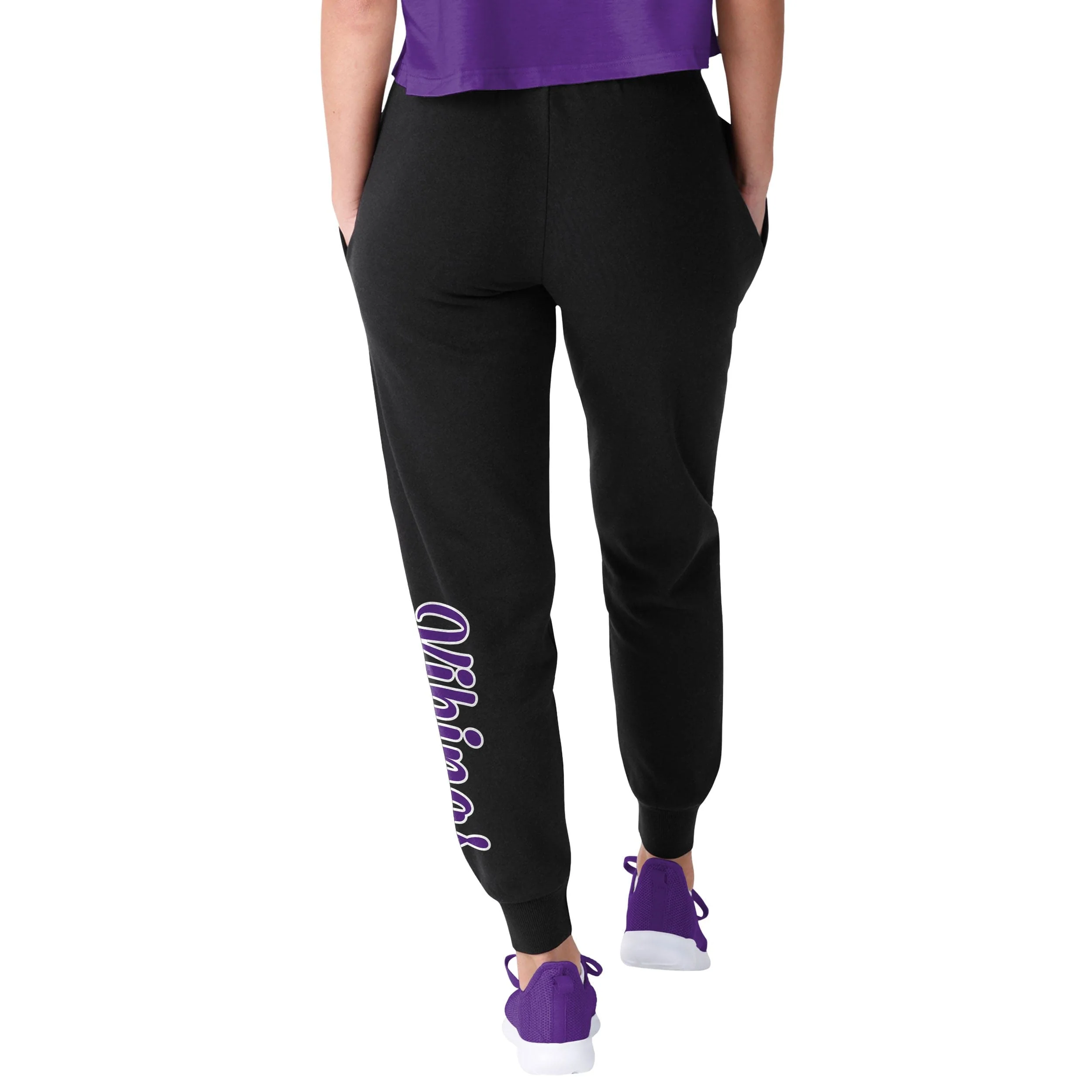 Minnesota Vikings NFL Womens Script Wordmark Black Joggers - Image 2