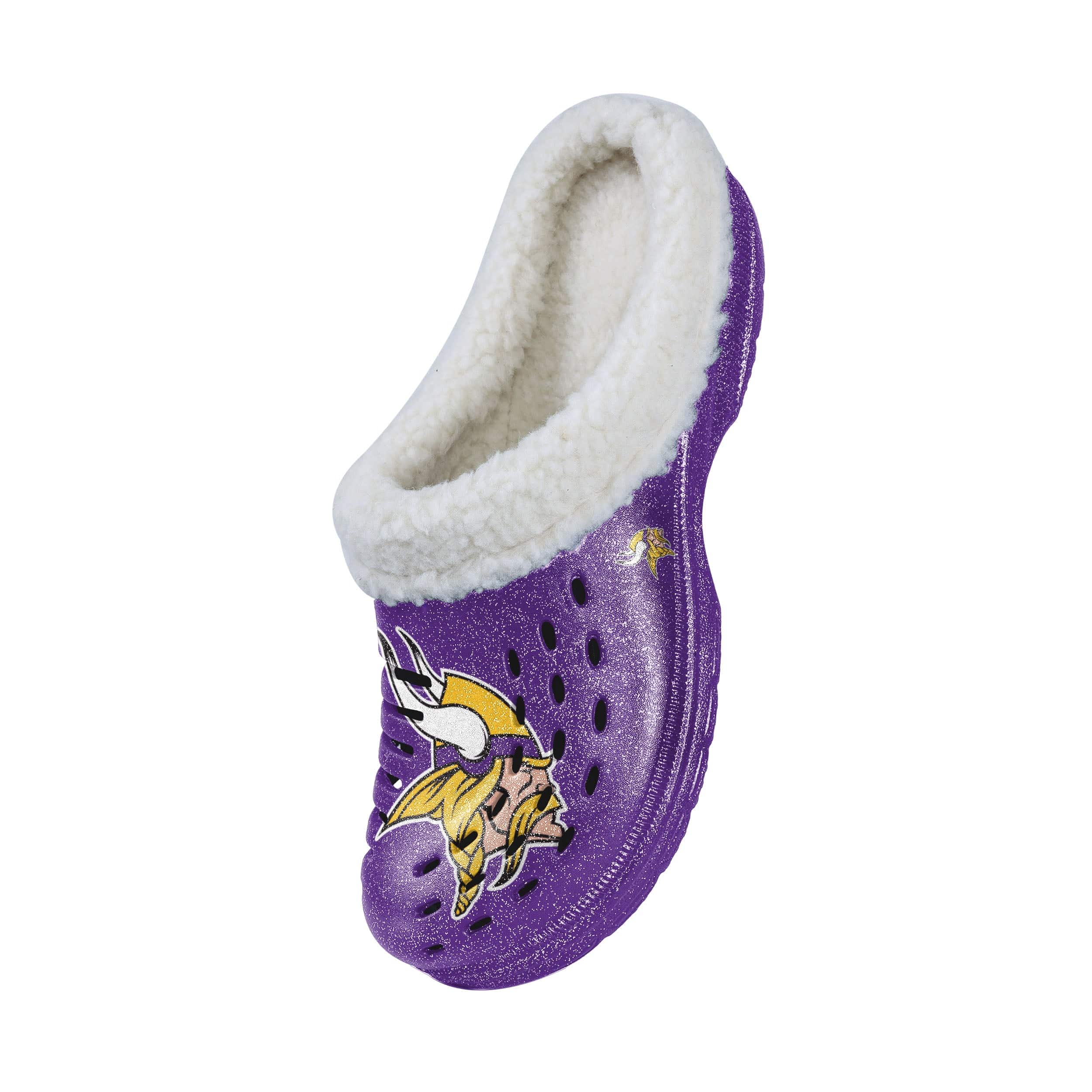 Minnesota Vikings NFL Womens Sherpa Lined Glitter Clog - Image 3