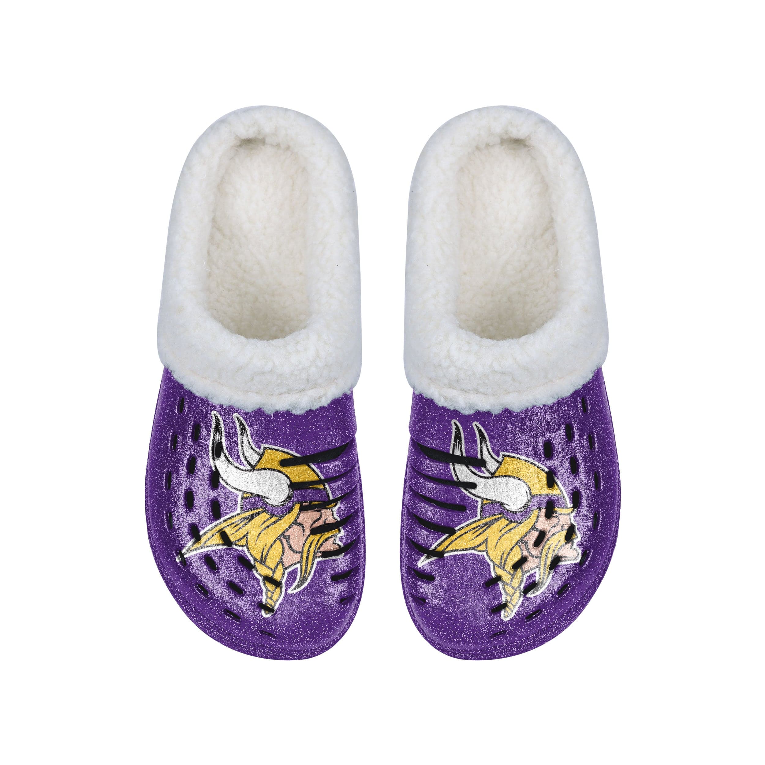 Minnesota Vikings NFL Womens Sherpa Lined Glitter Clog - Image 4