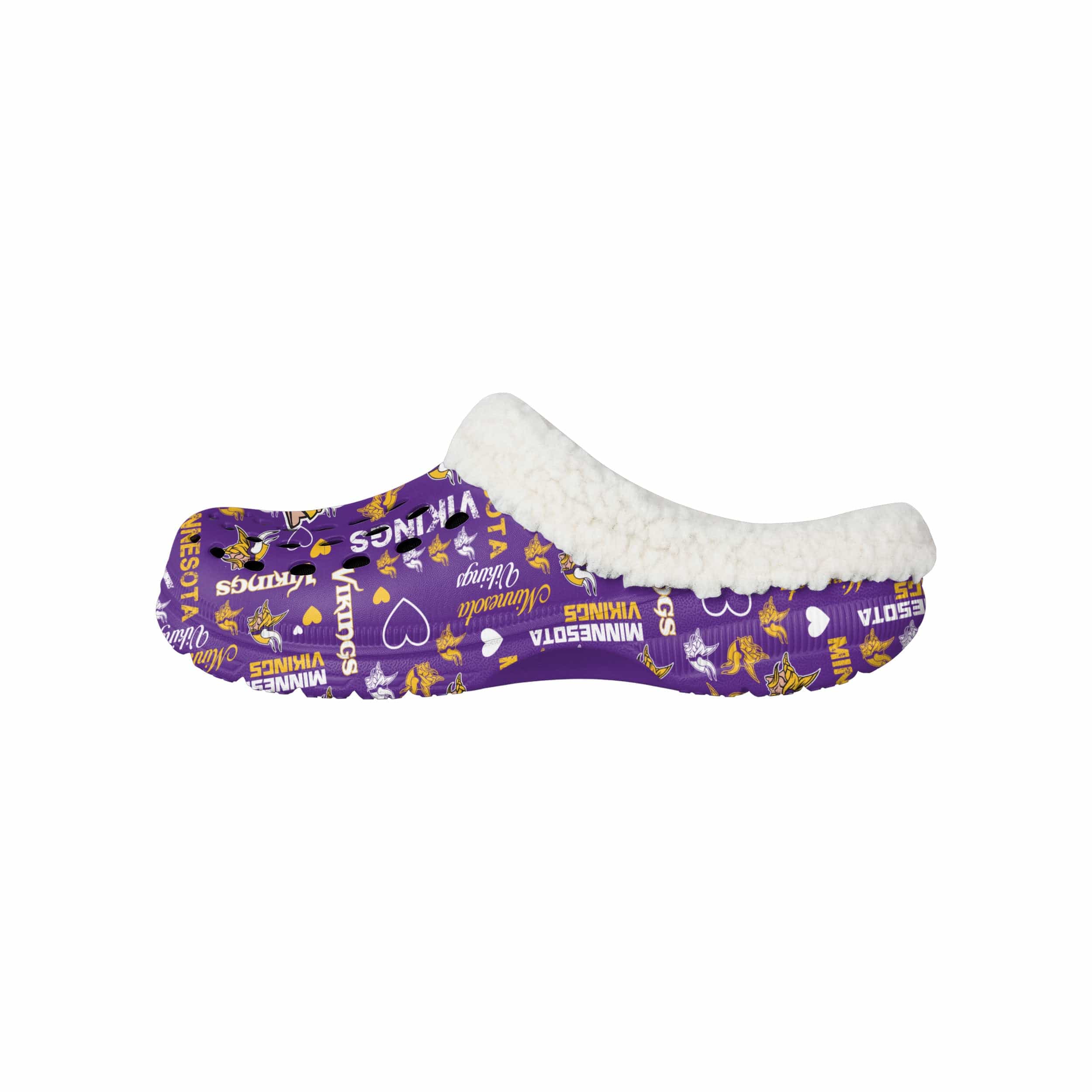 Minnesota Vikings NFL Womens Sherpa Lined Logo Love Clog - Image 2
