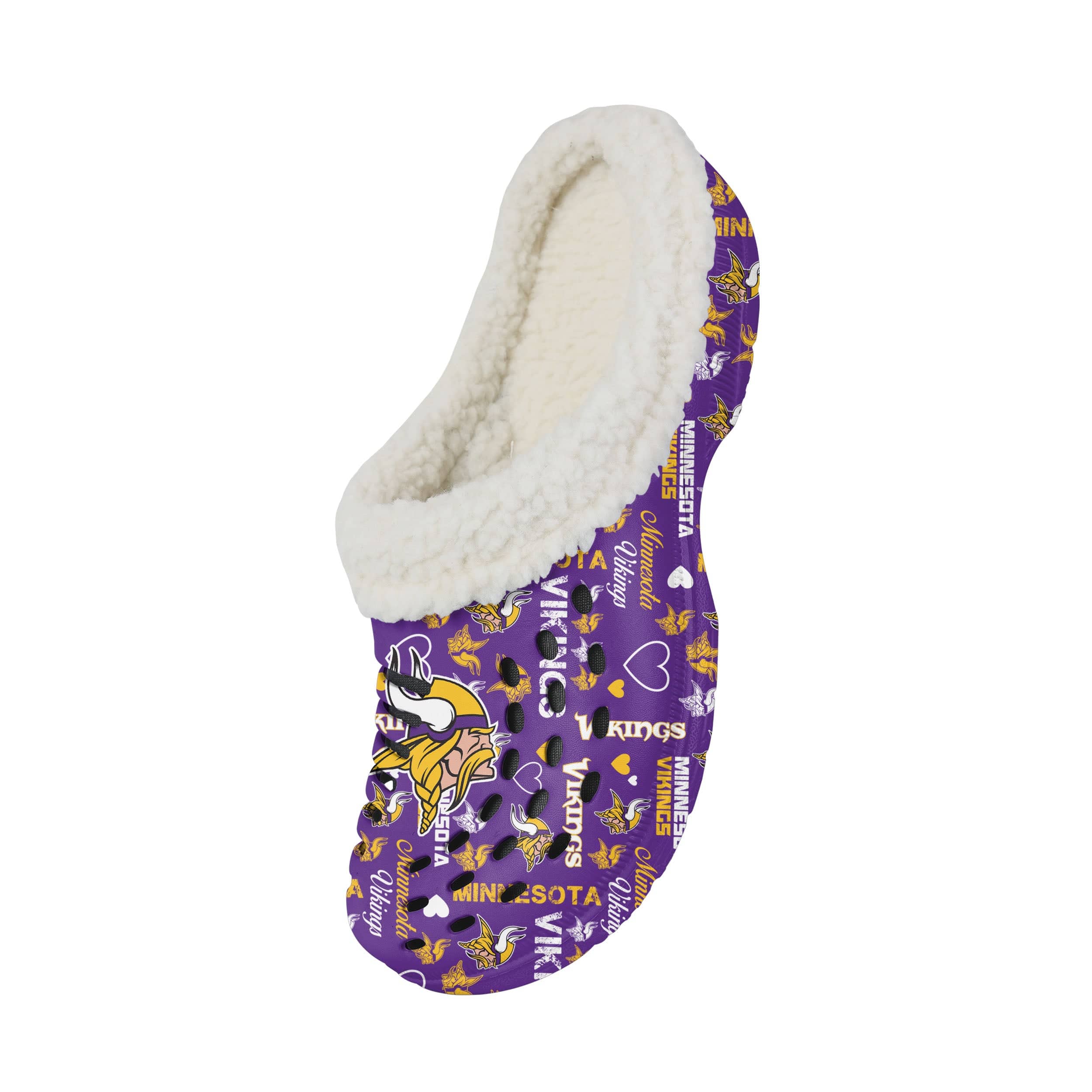 Minnesota Vikings NFL Womens Sherpa Lined Logo Love Clog - Image 3