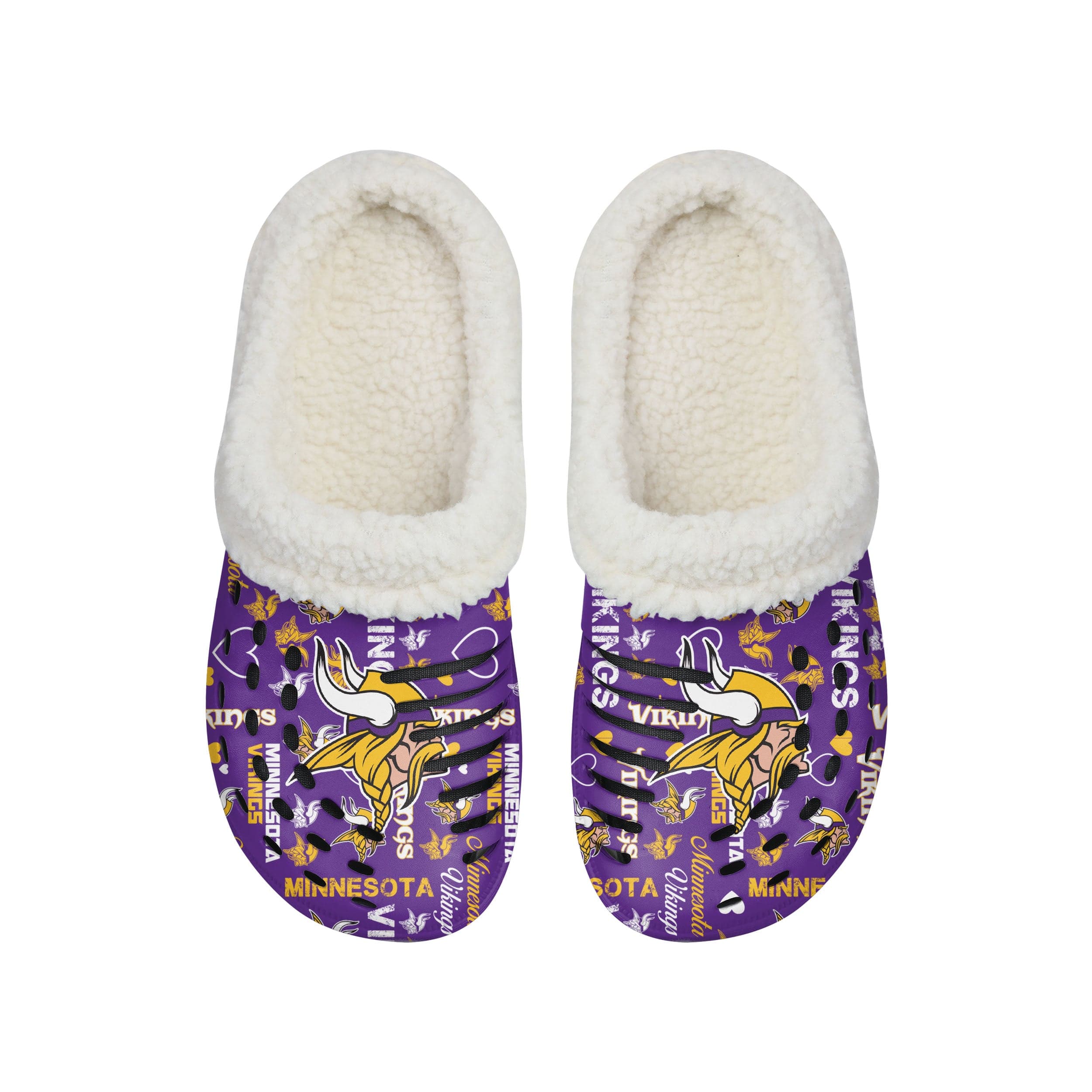 Minnesota Vikings NFL Womens Sherpa Lined Logo Love Clog - Image 4