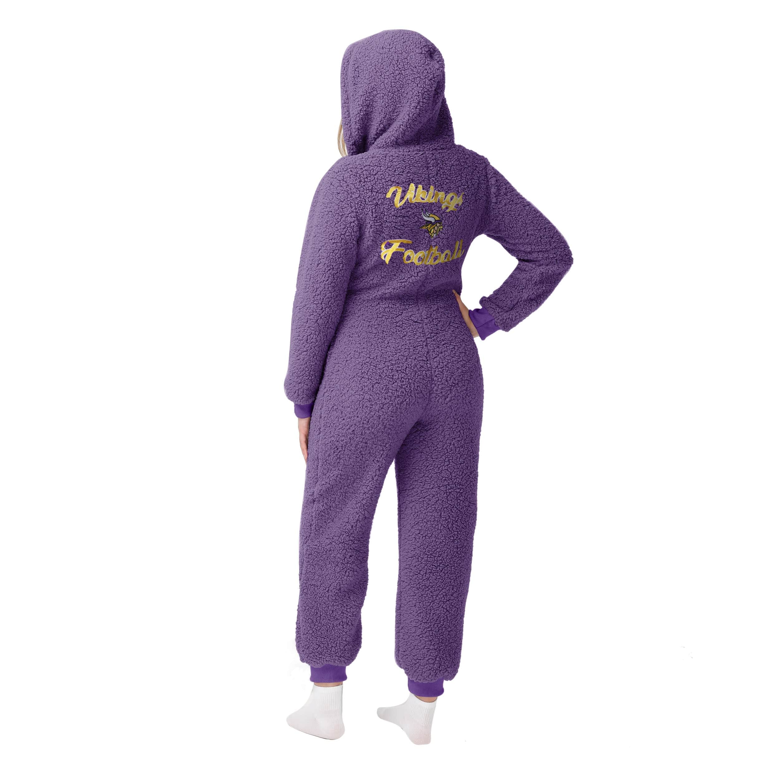 Minnesota Vikings NFL Womens Sherpa One Piece Pajamas - Image 2