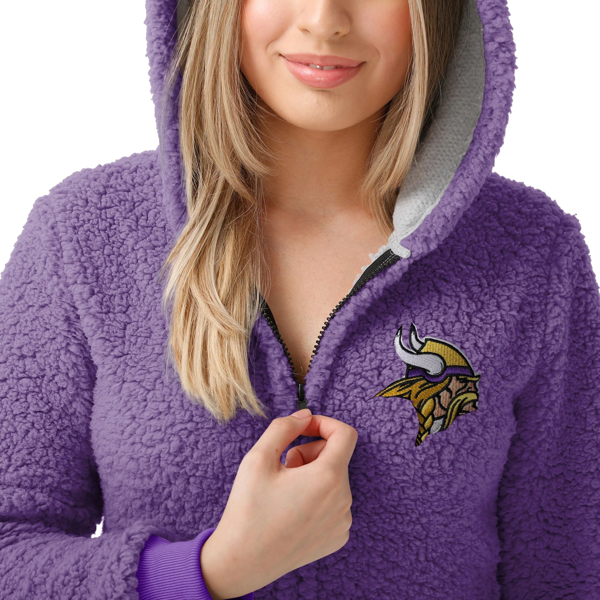 Minnesota Vikings NFL Womens Sherpa One Piece Pajamas - Image 3