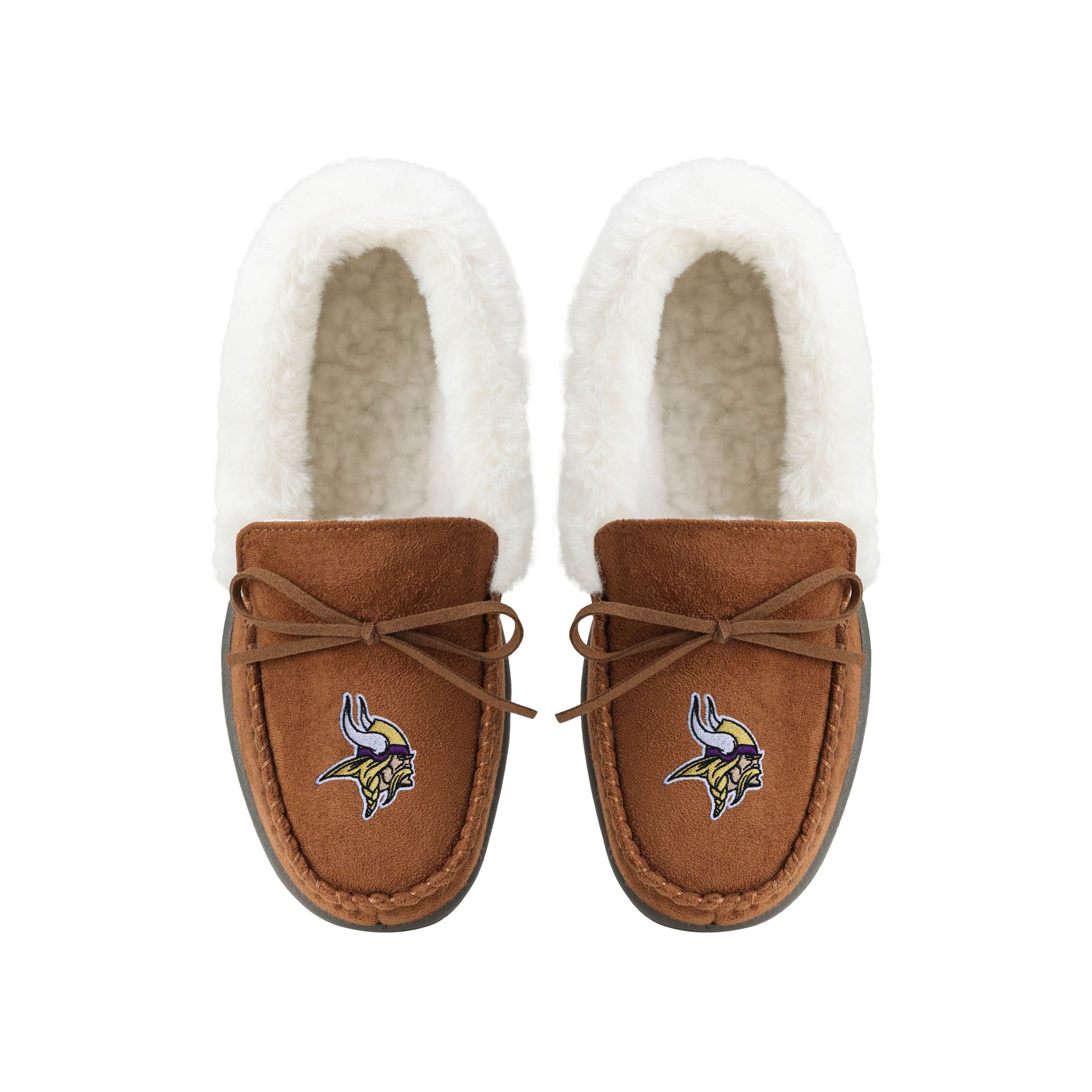 Minnesota Vikings NFL Womens Tan Moccasin Slippers - Image 4