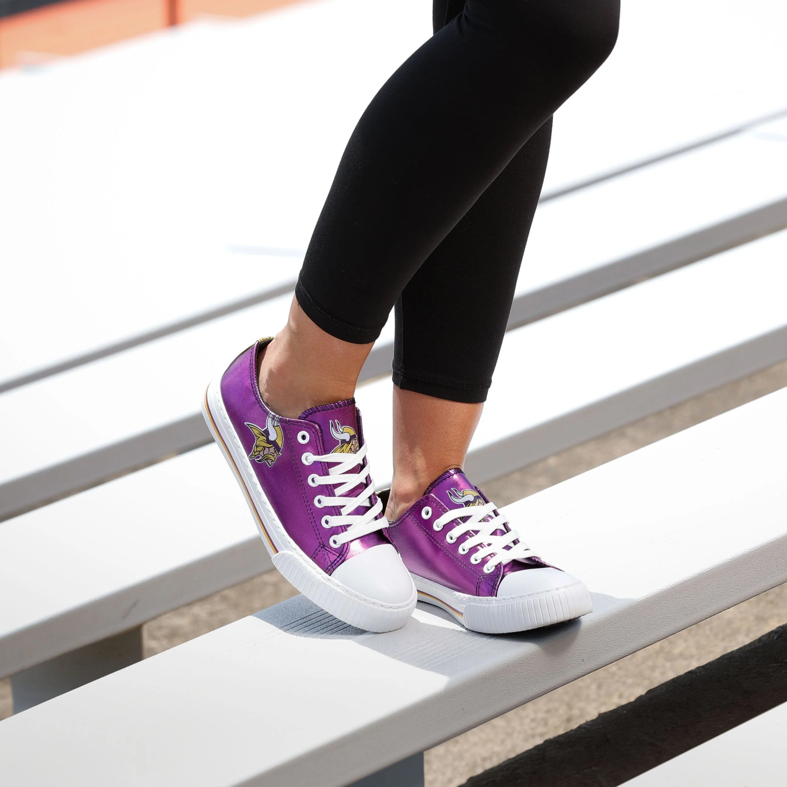 Minnesota Vikings NFL Womens Team Color Metallic Low Top Canvas Shoes - Image 3