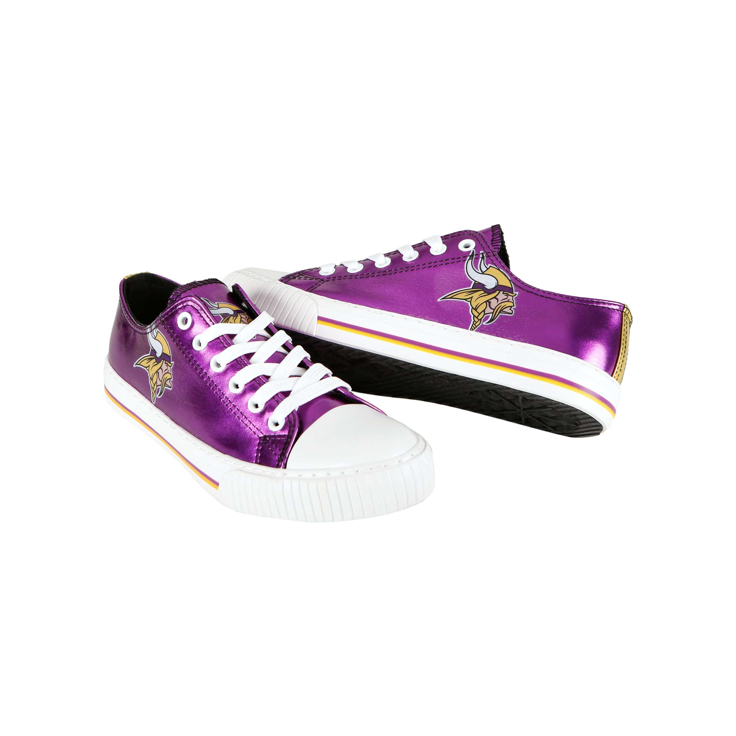Minnesota Vikings NFL Womens Team Color Metallic Low Top Canvas Shoes - Image 4