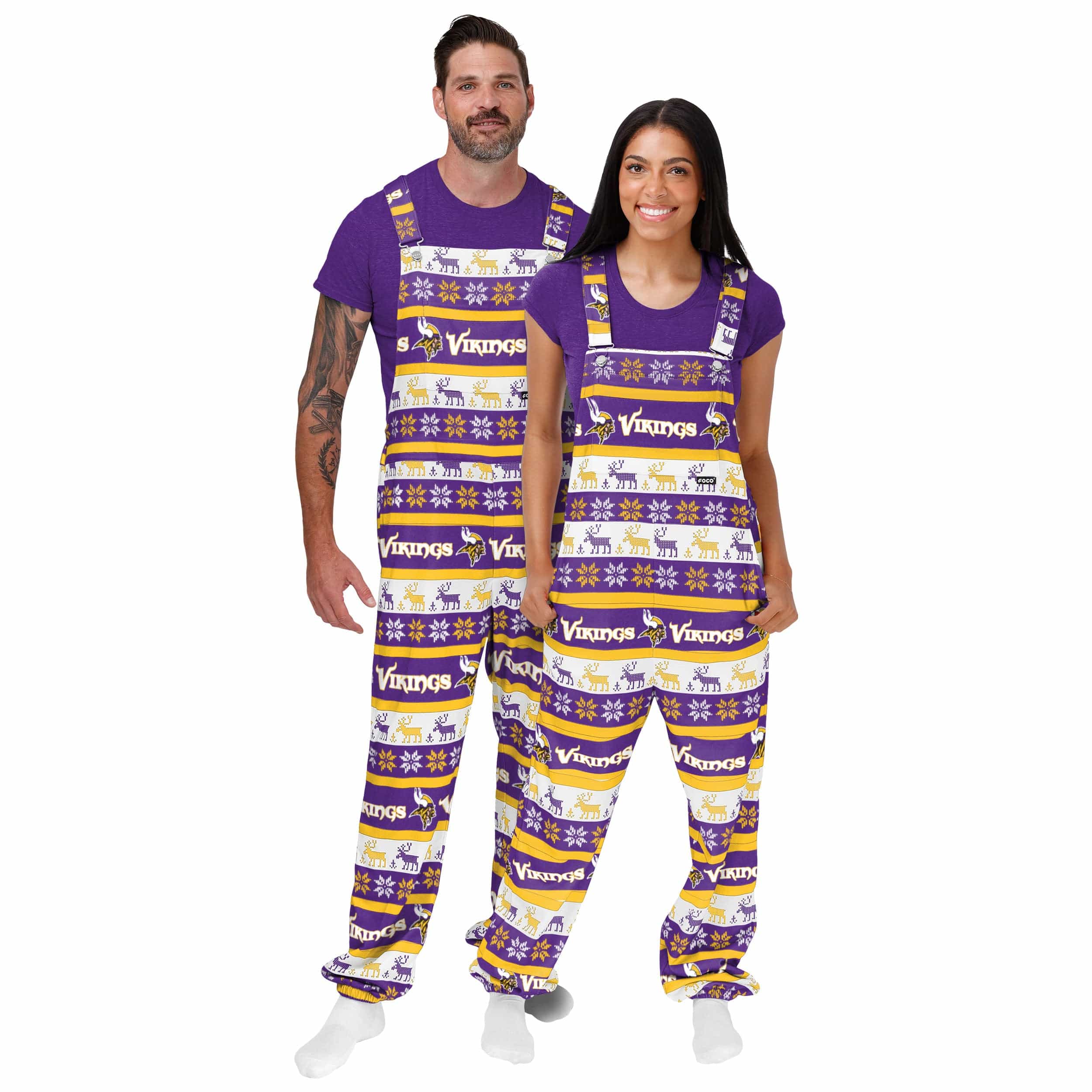 Minnesota Vikings NFL Womens Ugly Home Gating Bib Overalls - Image 3