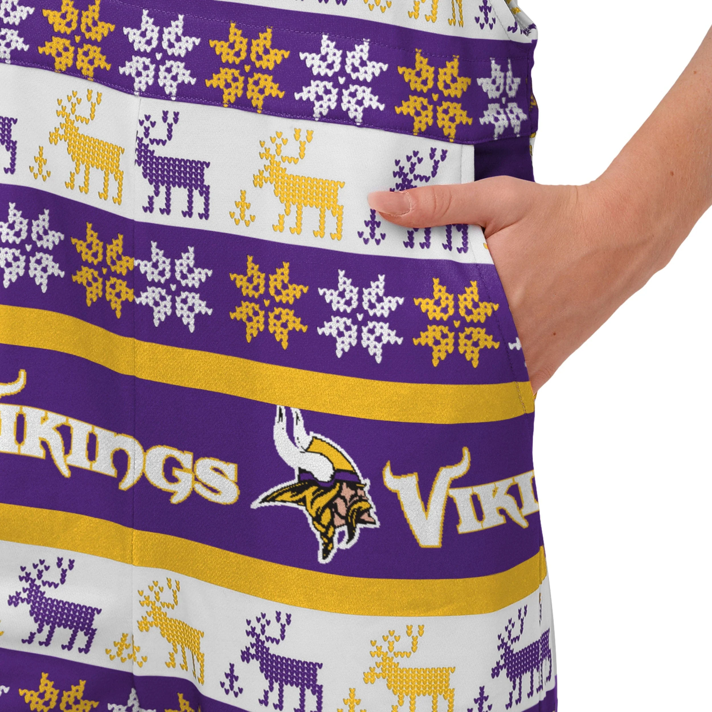 Minnesota Vikings NFL Womens Ugly Home Gating Bib Overalls - Image 5