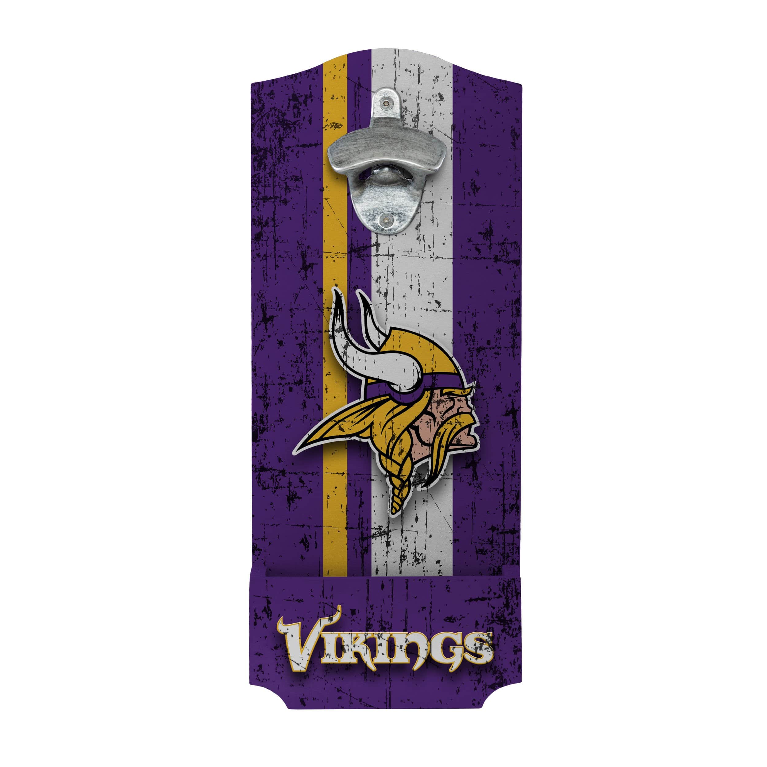 Minnesota Vikings NFL Wooden Bottle Cap Opener Sign - Image 2
