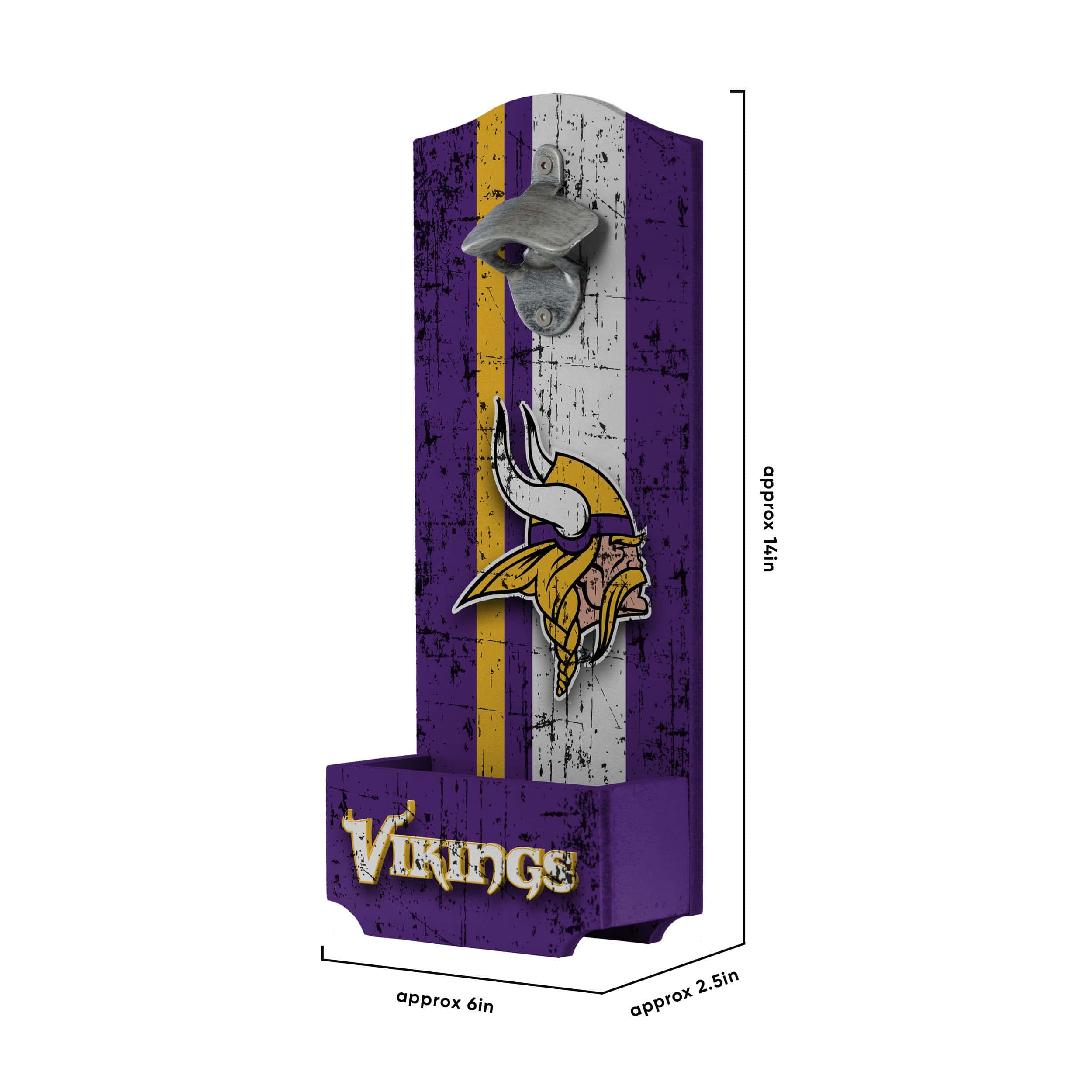 Minnesota Vikings NFL Wooden Bottle Cap Opener Sign - Image 5