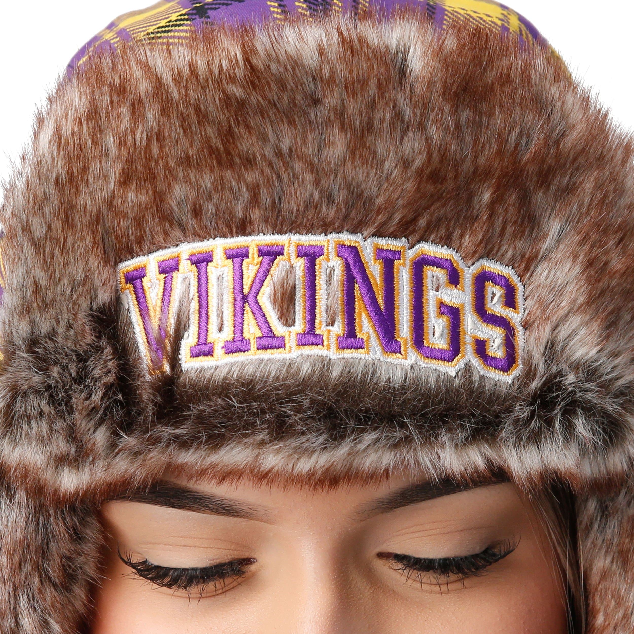 Minnesota Vikings NFL Wordmark Flannel Trapper Hat - Image 4