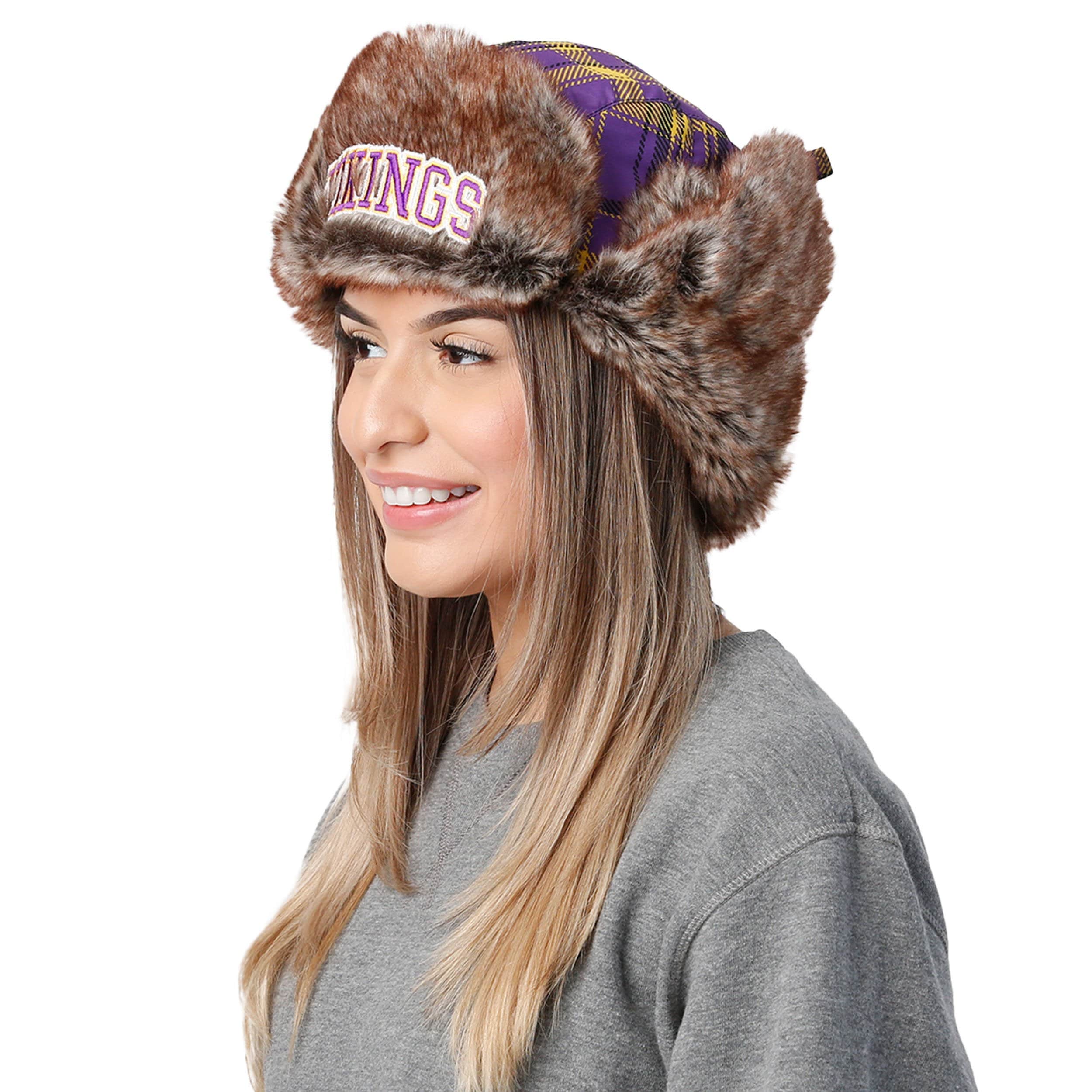 Minnesota Vikings NFL Wordmark Flannel Trapper Hat - Image 5
