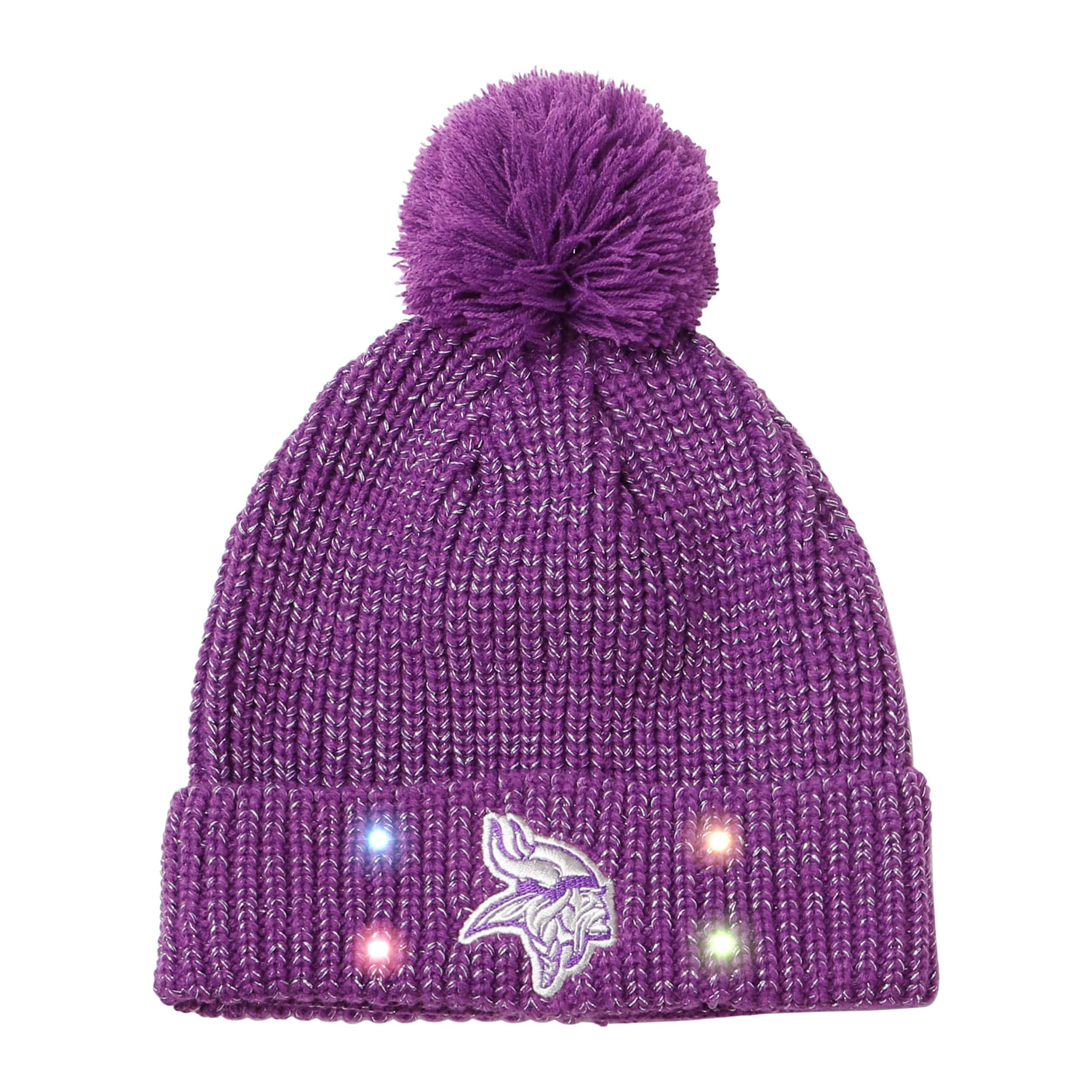 Minnesota Vikings Womens NFL Glitter Knit Light Up Beanie - Image 2
