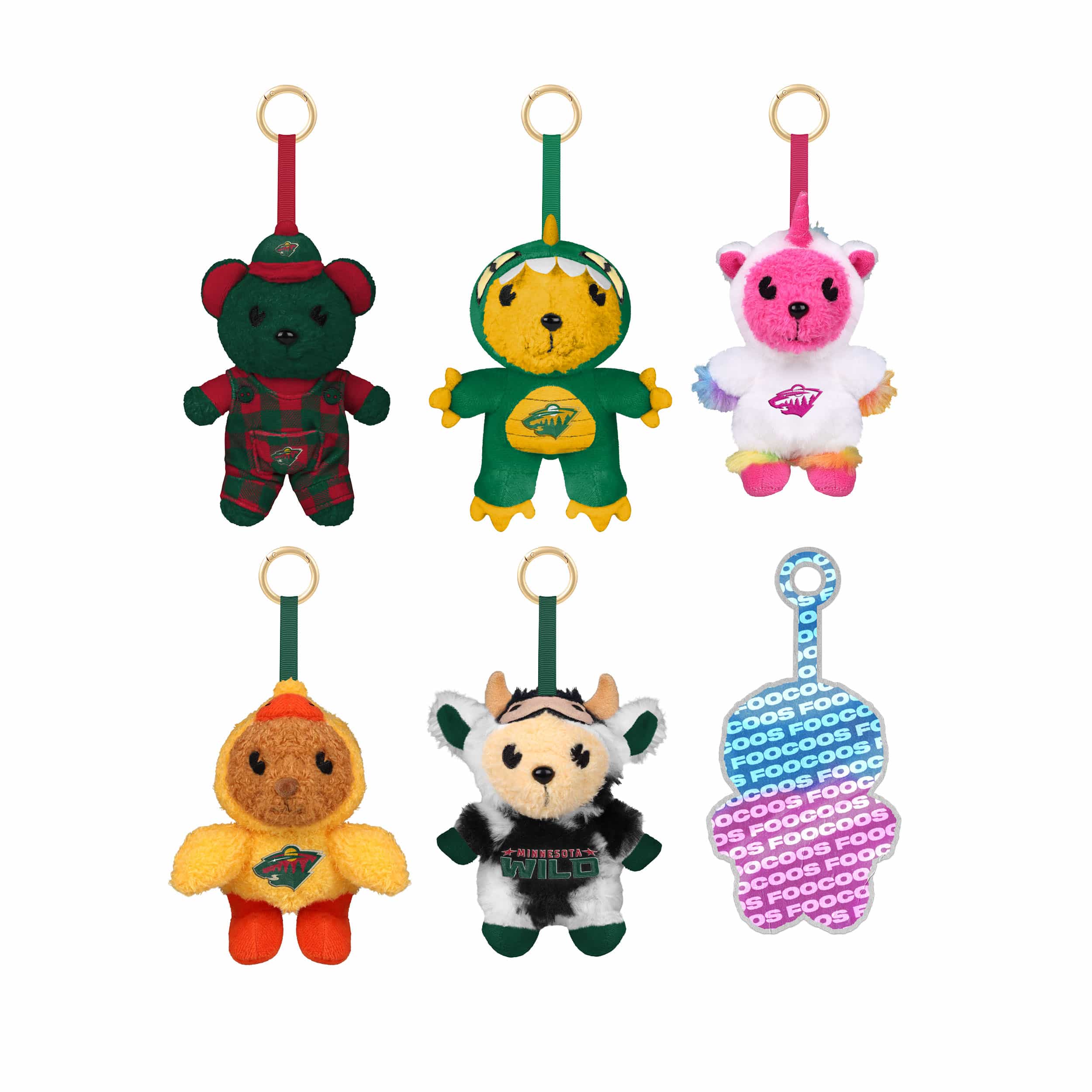 Minnesota Wild NHL FOOCOOS Plush Bag Charm Keychain Blind Box Series 1 (PREORDER - SHIPS MID JULY)