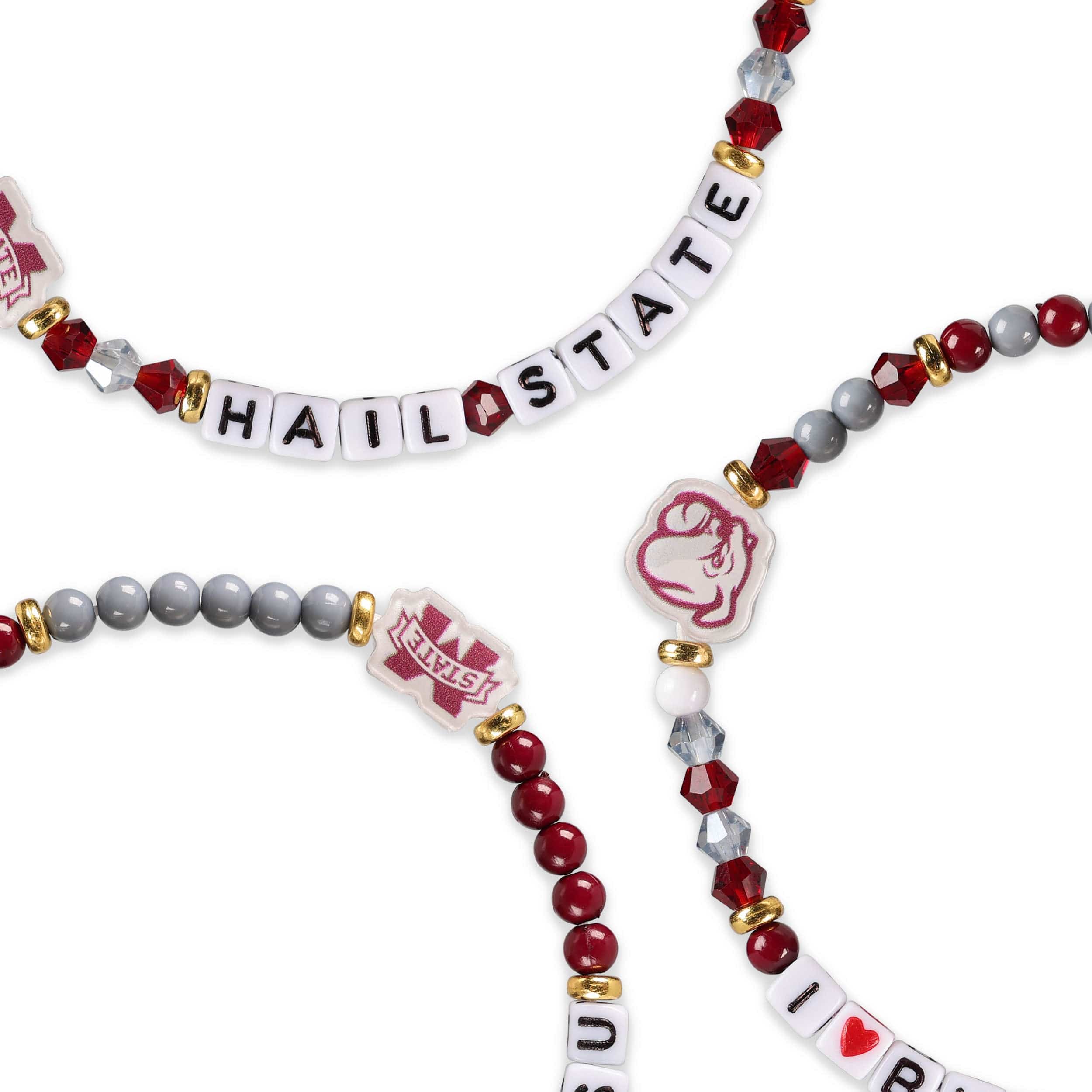 Mississippi State Bulldogs NCAA 3 Pack Friendship Bracelet - Image 2