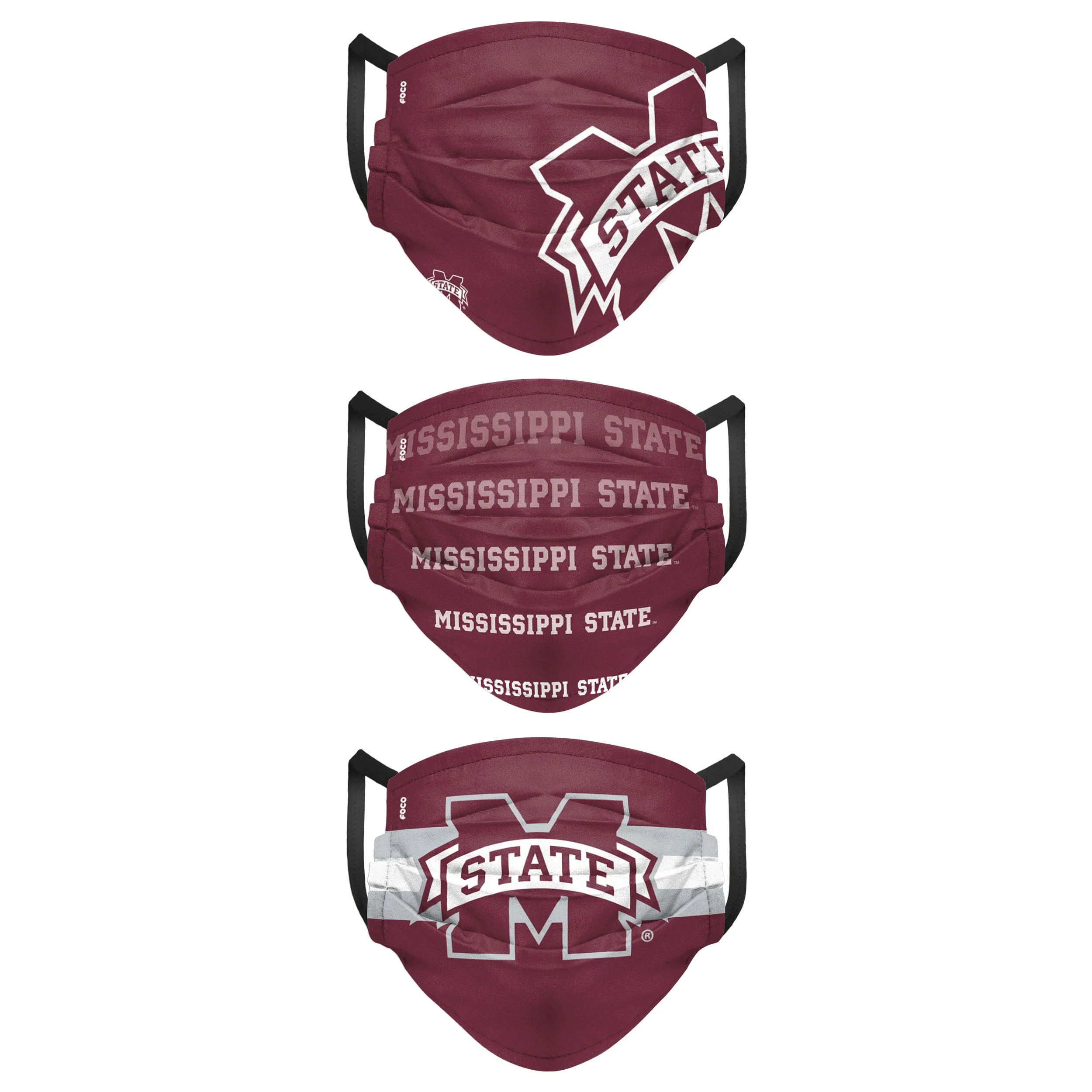 Mississippi State Bulldogs NCAA Mens Matchday 3 Pack Face Cover - Image 2