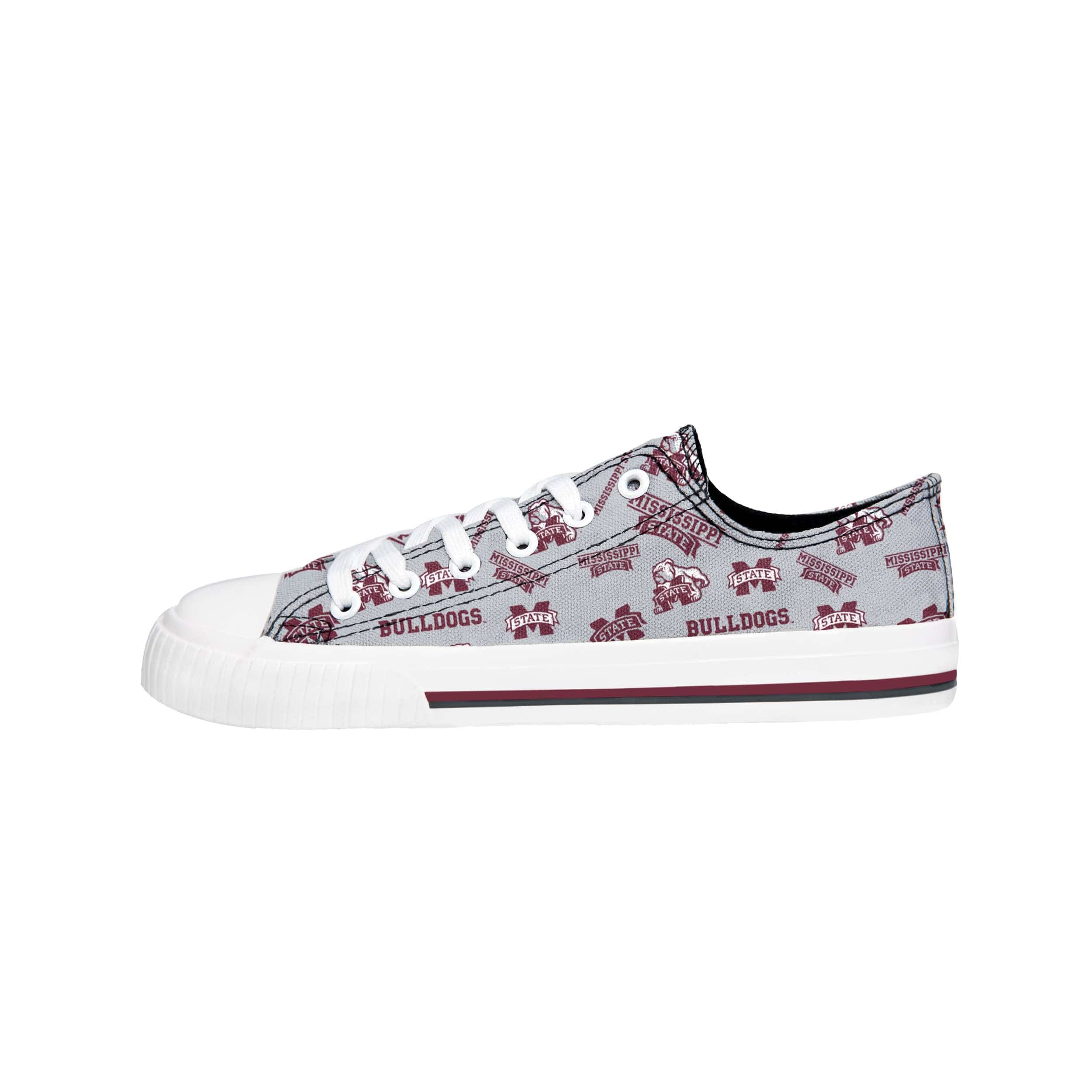 Mississippi State Bulldogs NCAA Womens Low Top Repeat Print Canvas Shoes - Image 2