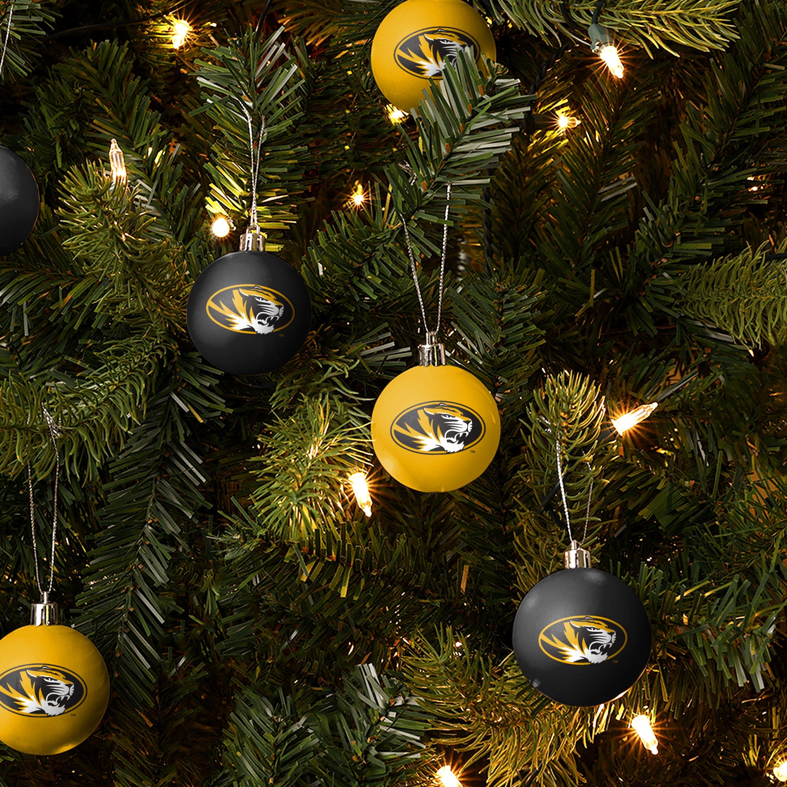 Missouri Tigers NCAA 12 Pack Plastic Ball Ornament Set - Image 2