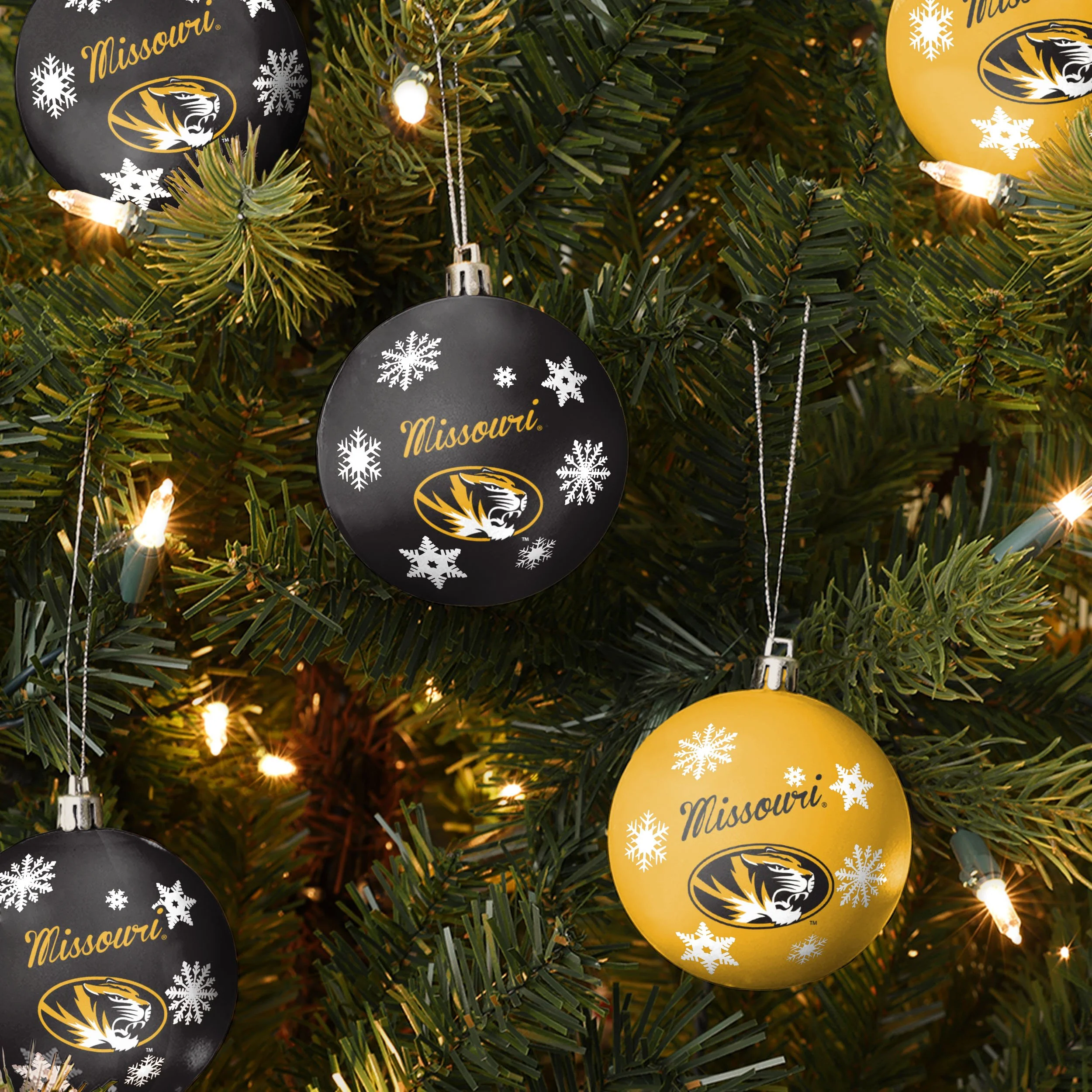 Missouri Tigers NCAA 5 Pack Shatterproof Ball Ornament Set - Image 2