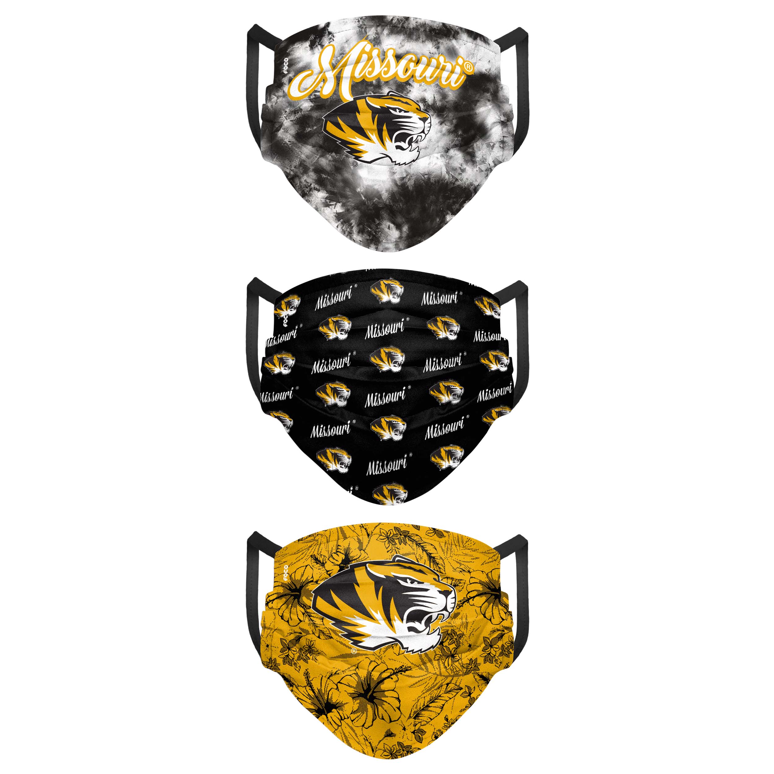 Missouri Tigers NCAA Womens Matchday 3 Pack Face Cover - Image 2