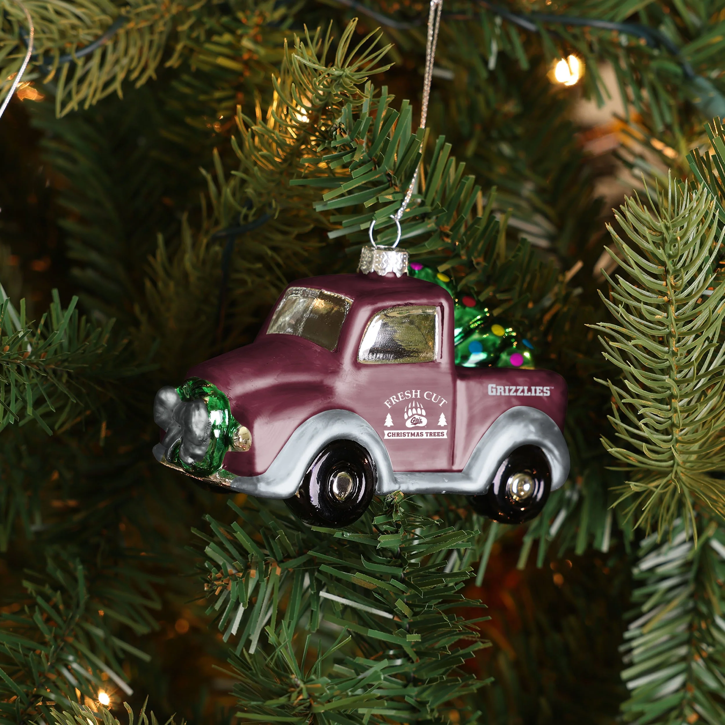 Montana Grizzlies NCAA Blown Glass Truck Ornament - Image 3