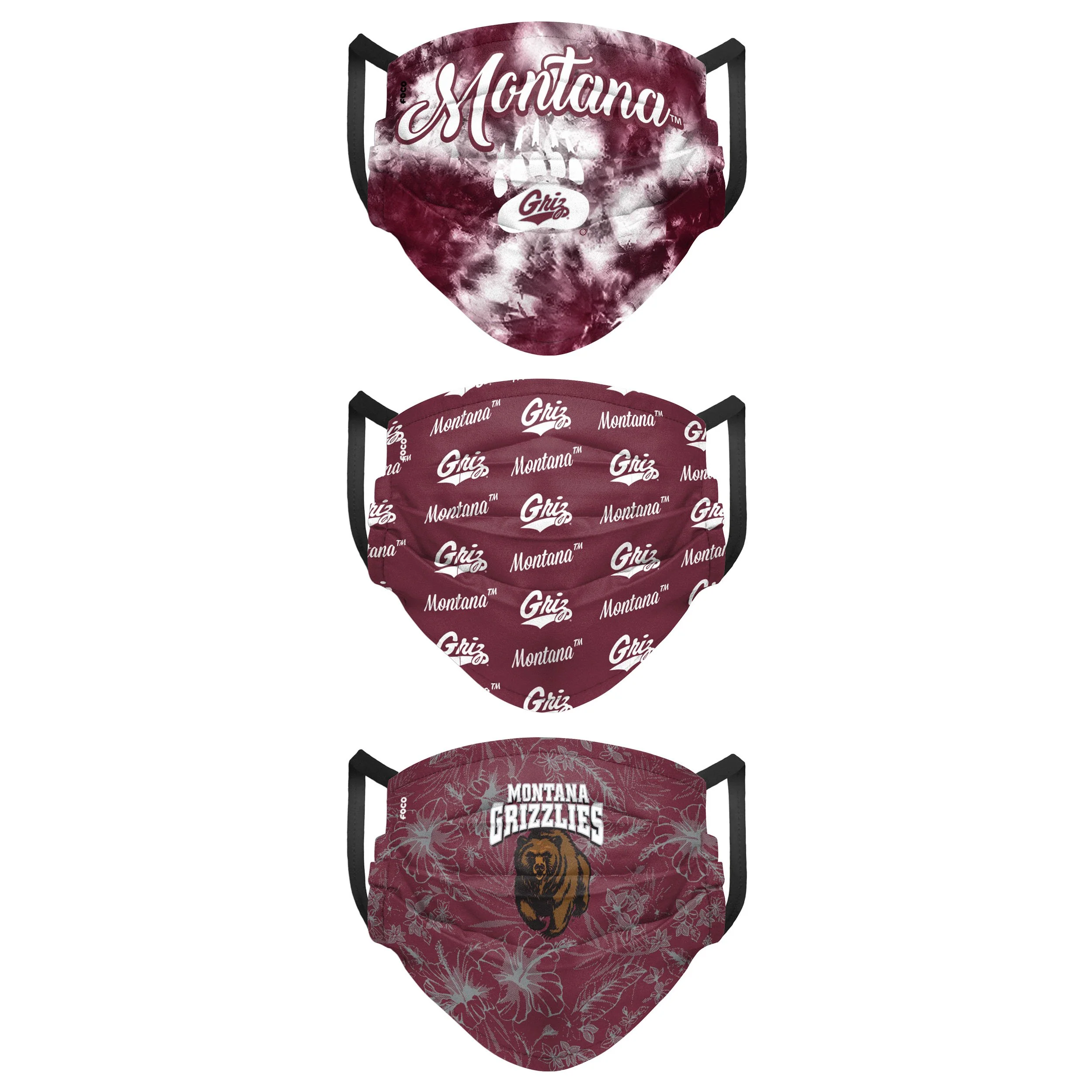 Montana Grizzlies NCAA Womens Matchday 3 Pack Face Cover - Image 2