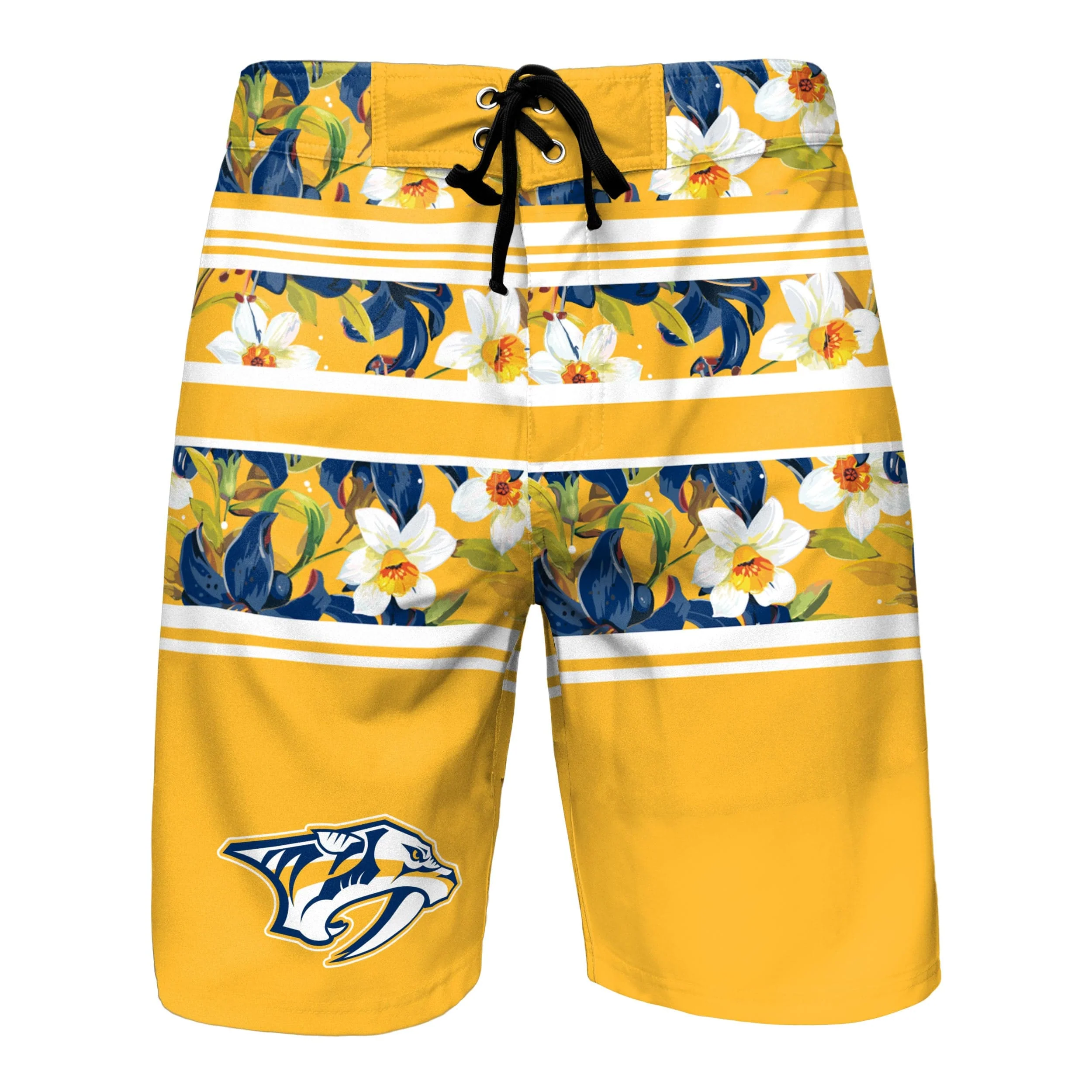 Nashville Predators Mens NHL Floral Stripe Boardshorts - Image 2