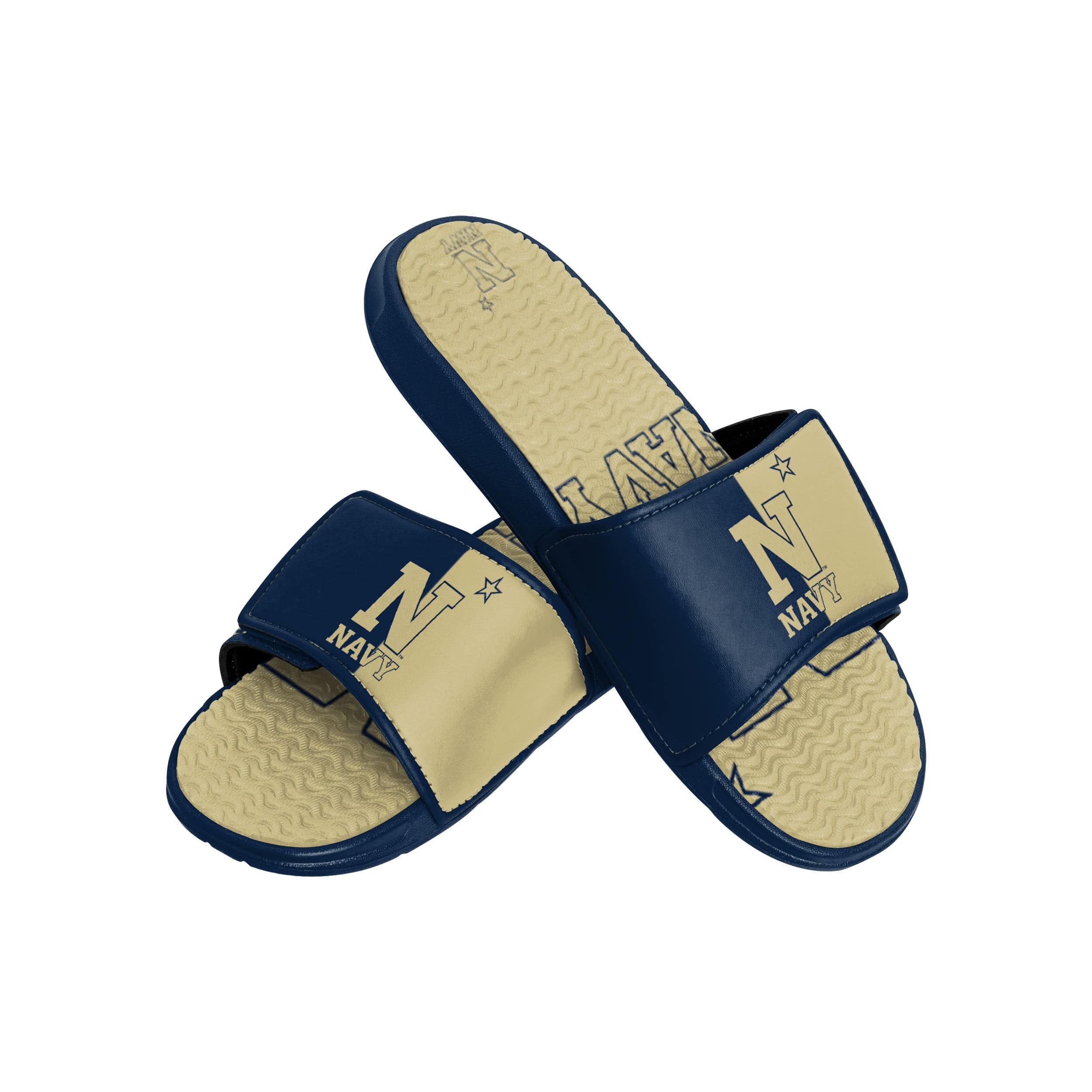 Navy Midshipmen NCAA Mens Colorblock Big Logo Gel Slides