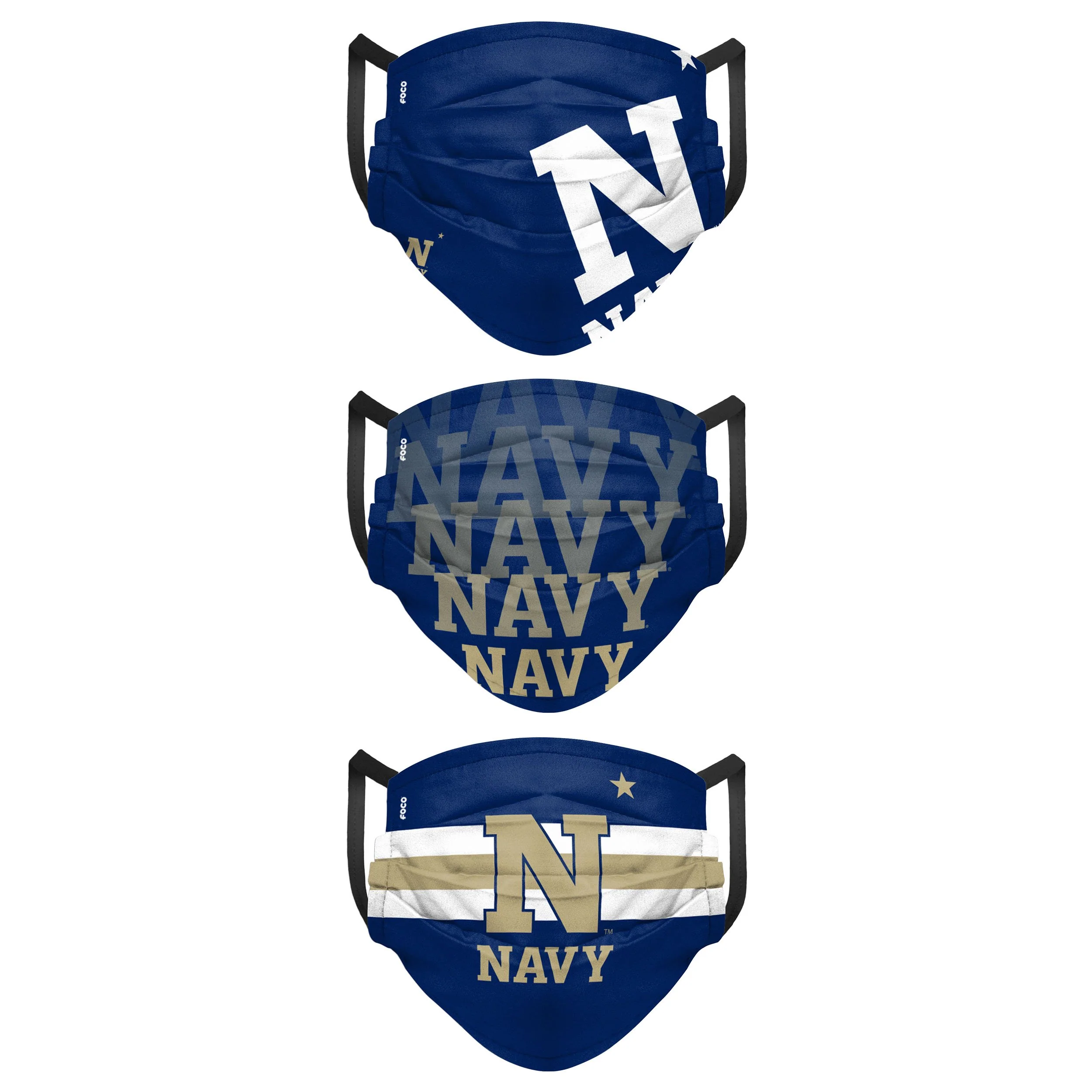 Navy Midshipmen NCAA Mens Matchday 3 Pack Face Cover - Image 2