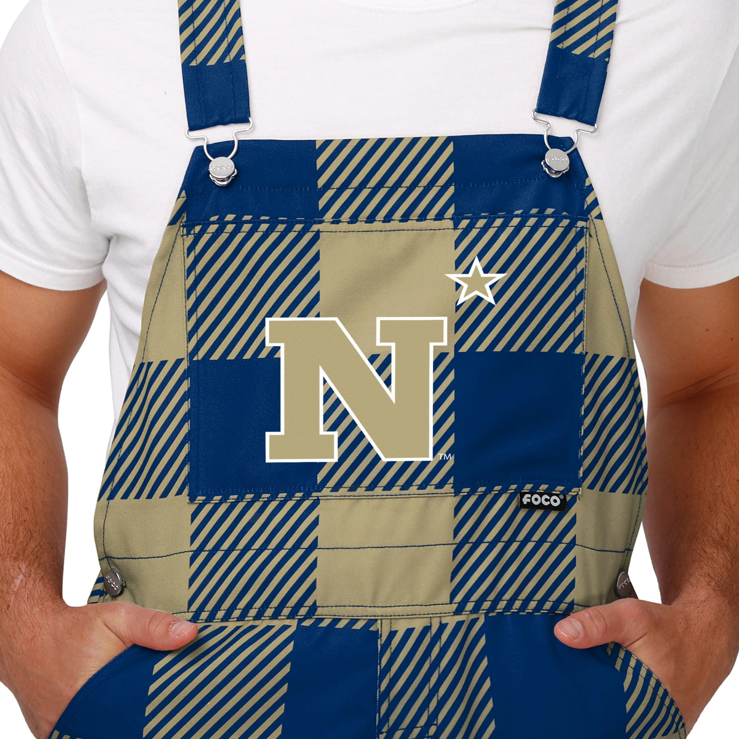 Navy Midshipmen NCAA Mens Plaid Bib Overalls - Image 4