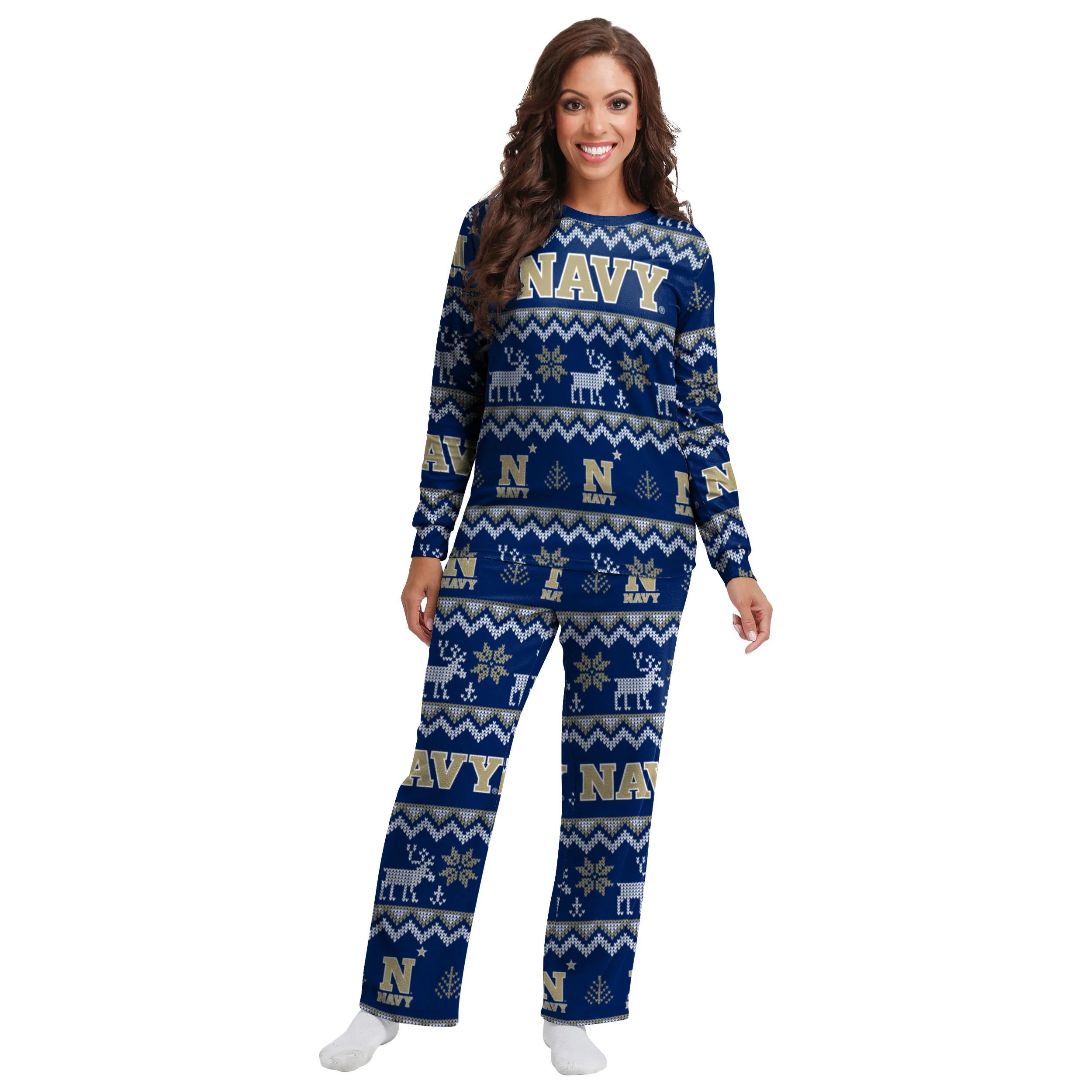 Navy Midshipmen NCAA Ugly Pattern Family Holiday Pajamas - Image 5