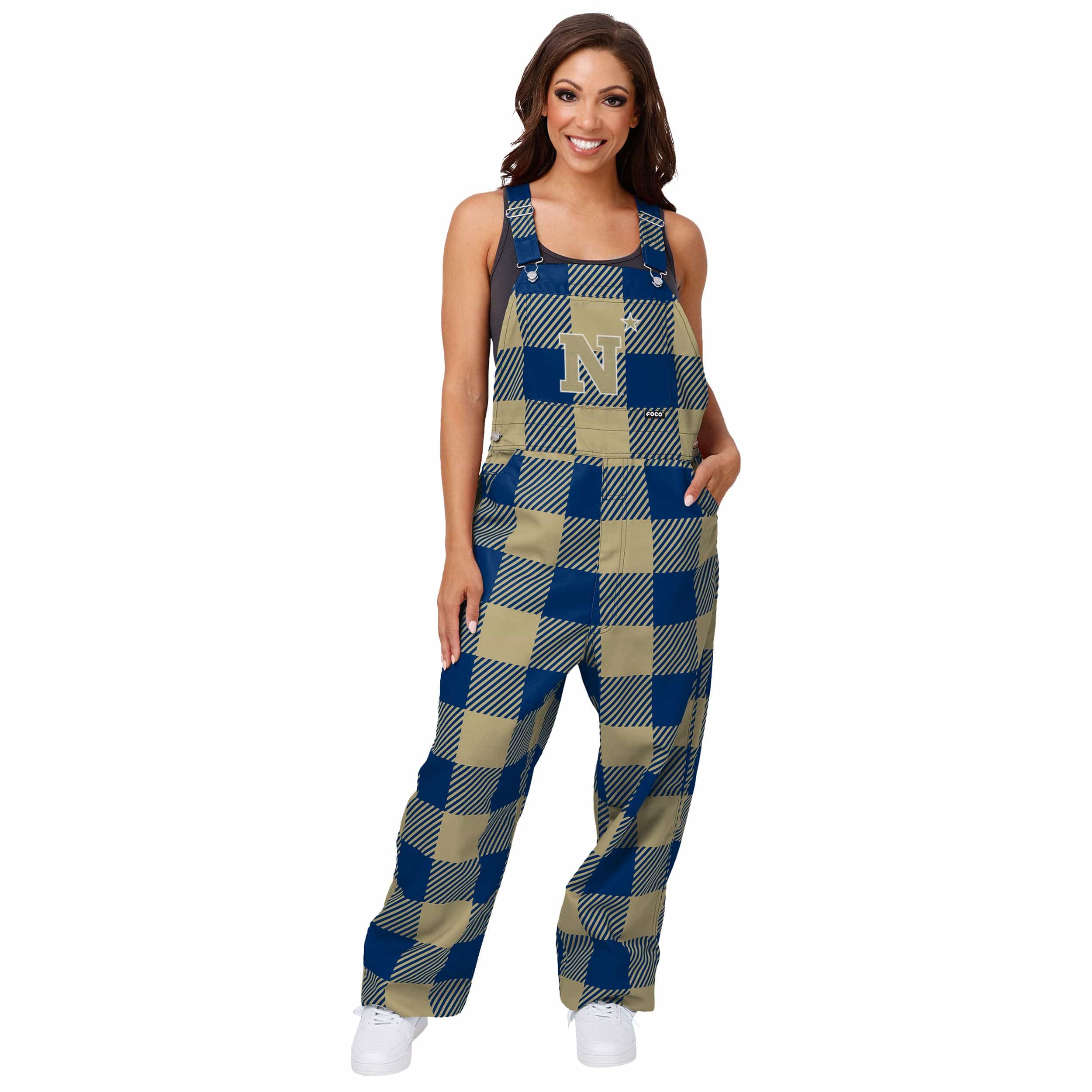 Navy Midshipmen NCAA Womens Plaid Bib Overalls