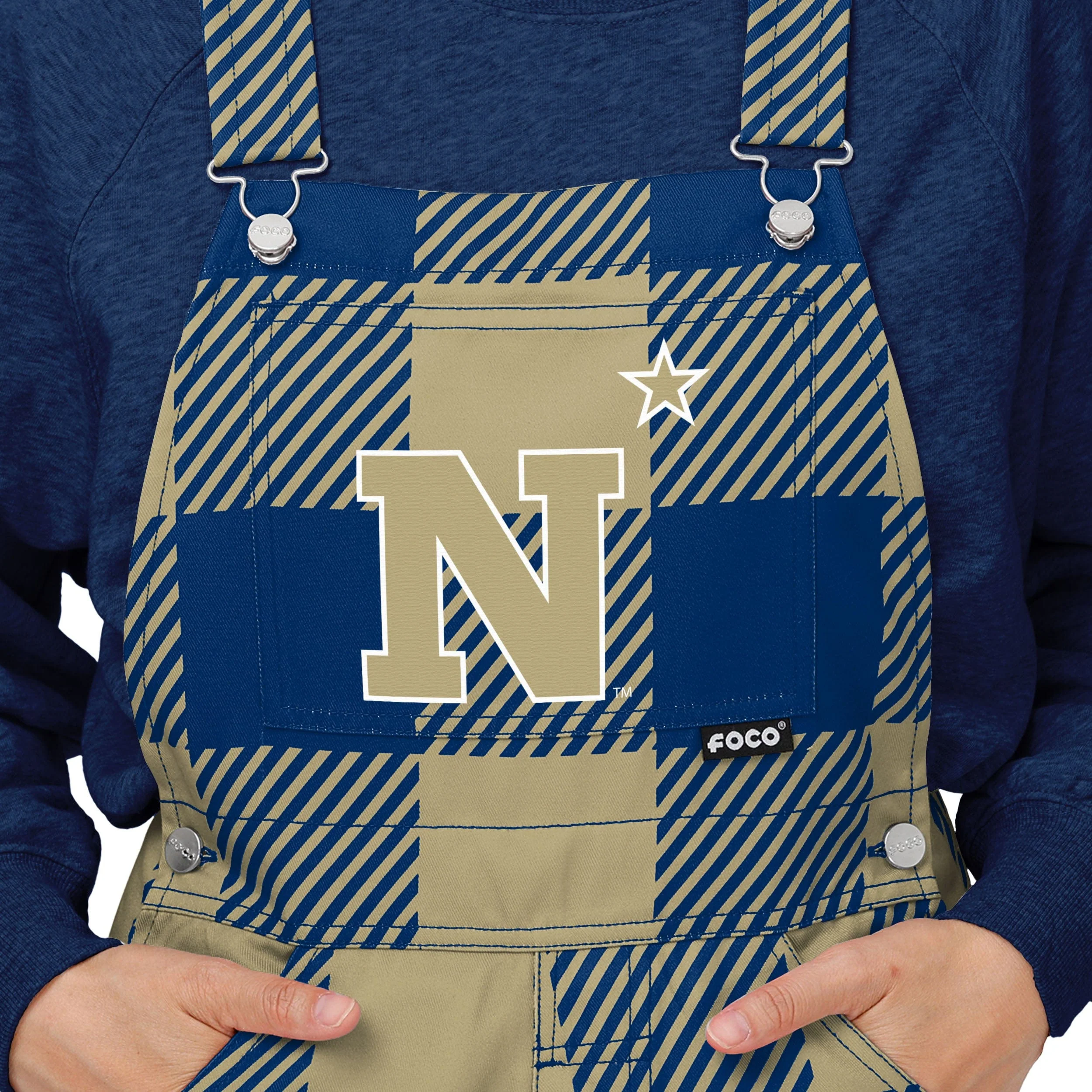 Navy Midshipmen NCAA Womens Plaid Bib Overalls - Image 4