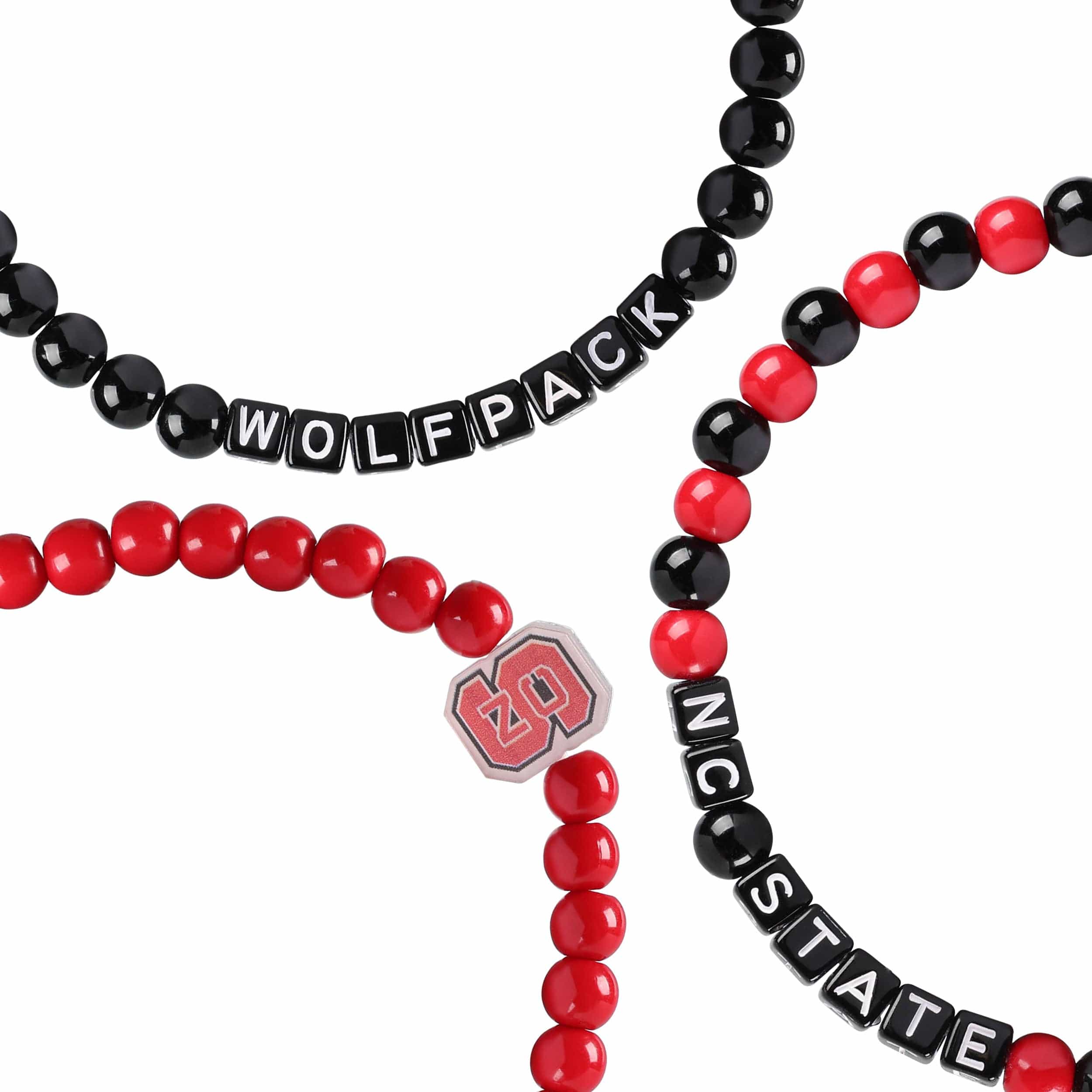 NC State Wolfpack NCAA 3 Pack Beaded Friendship Bracelet - Image 2