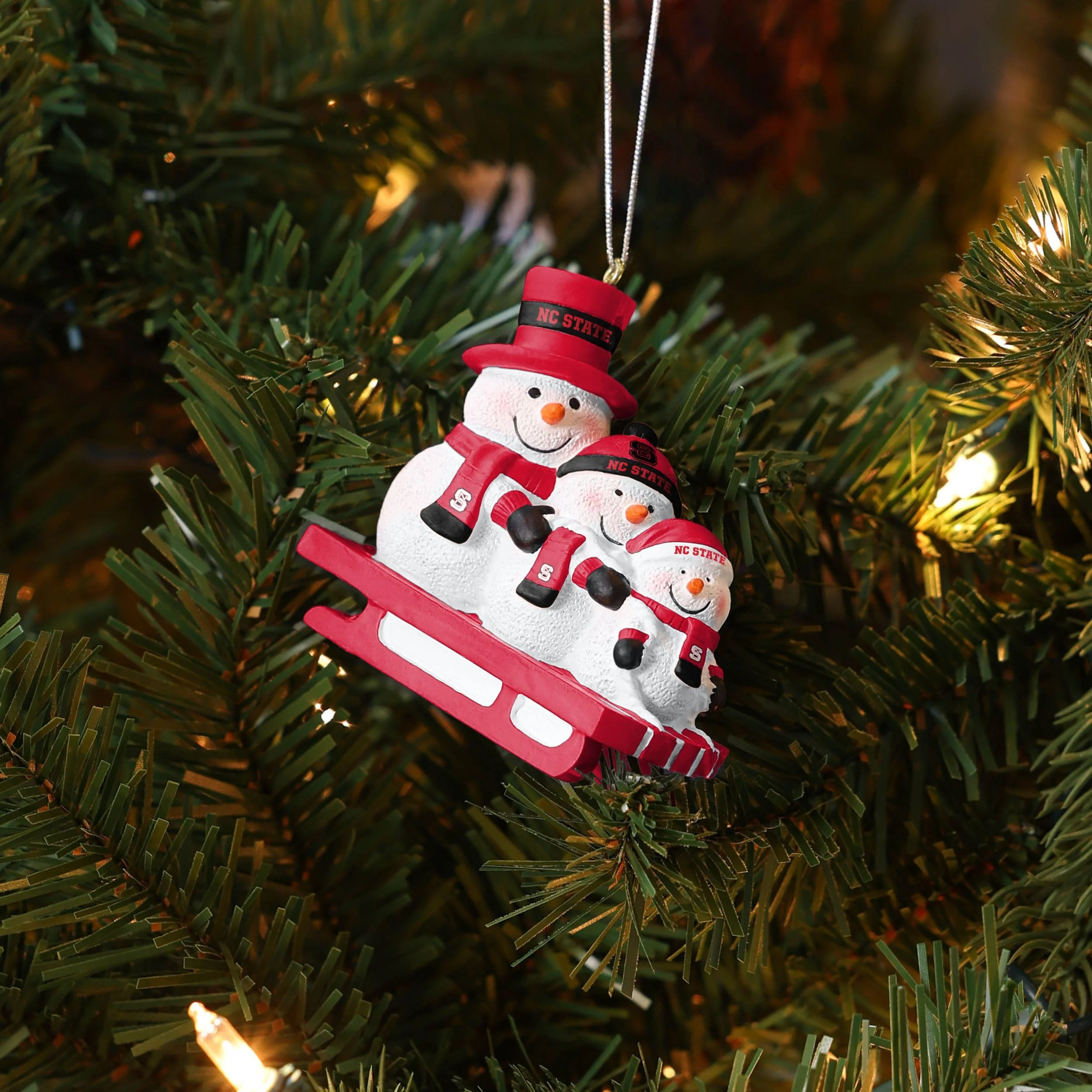 NC State Wolfpack NCAA Sledding Snowmen Ornament - Image 4