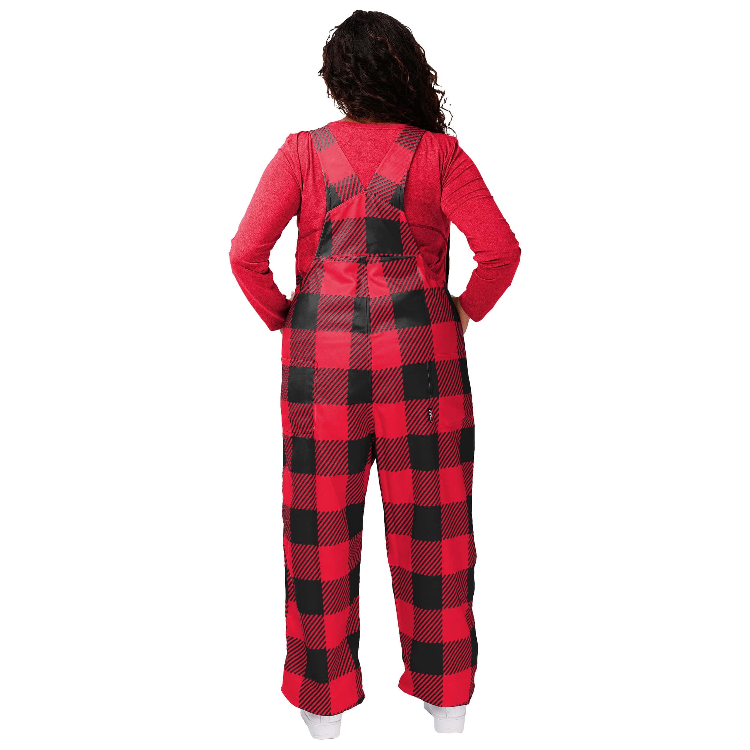 NC State Wolfpack NCAA Womens Plaid Bib Overalls - Image 2