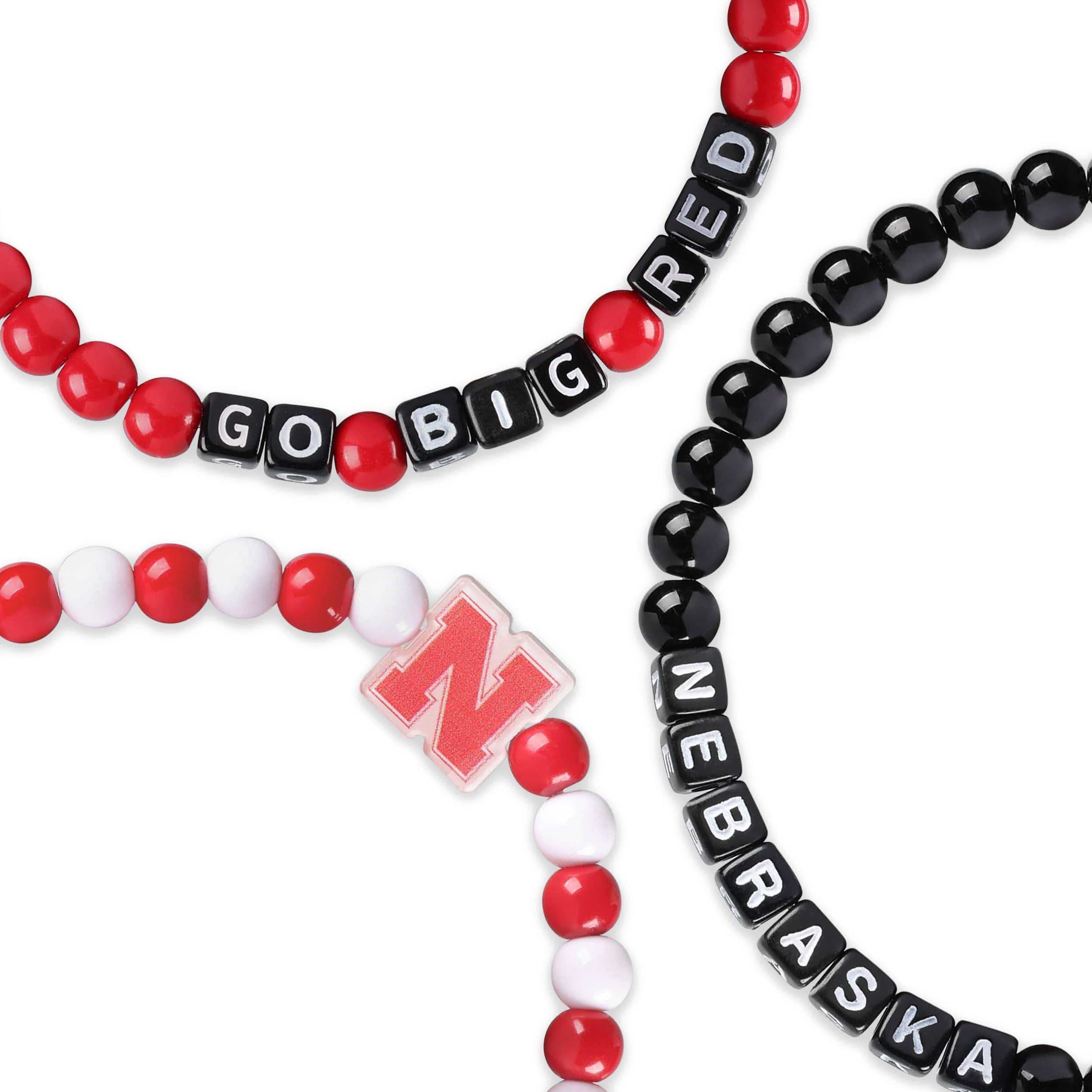 Nebraska Cornhuskers NCAA 3 Pack Beaded Friendship Bracelet - Image 2