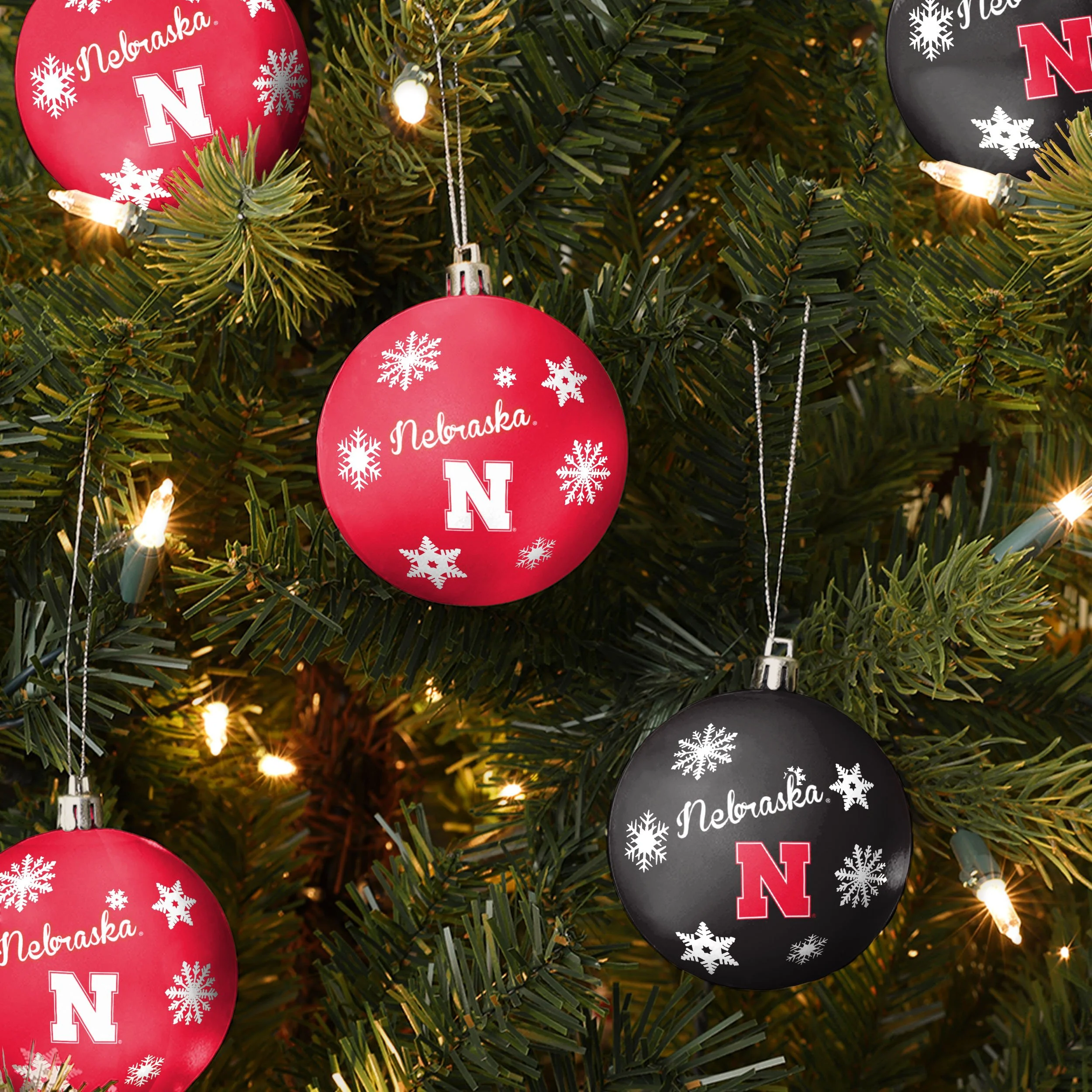 Nebraska Cornhuskers NCAA 5 Pack Shatterproof Ball Ornament Set - Image 2