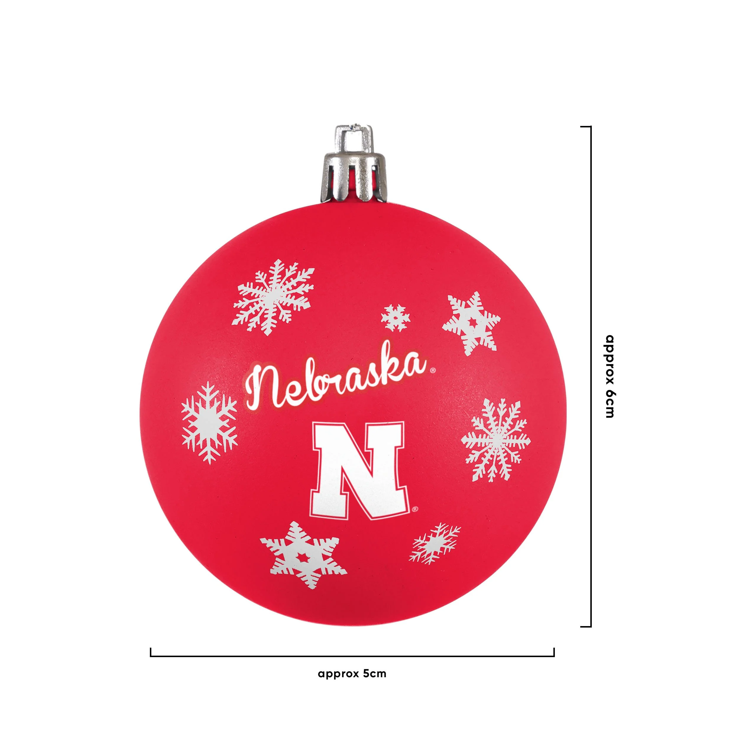 Nebraska Cornhuskers NCAA 5 Pack Shatterproof Ball Ornament Set - Image 3