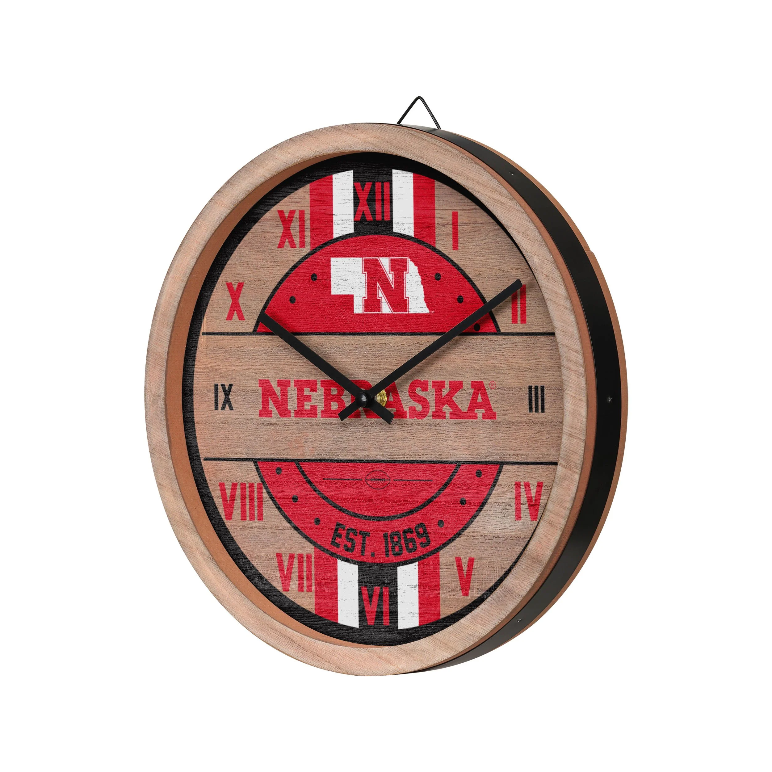Nebraska Cornhuskers NCAA Barrel Wall Clock - Image 2