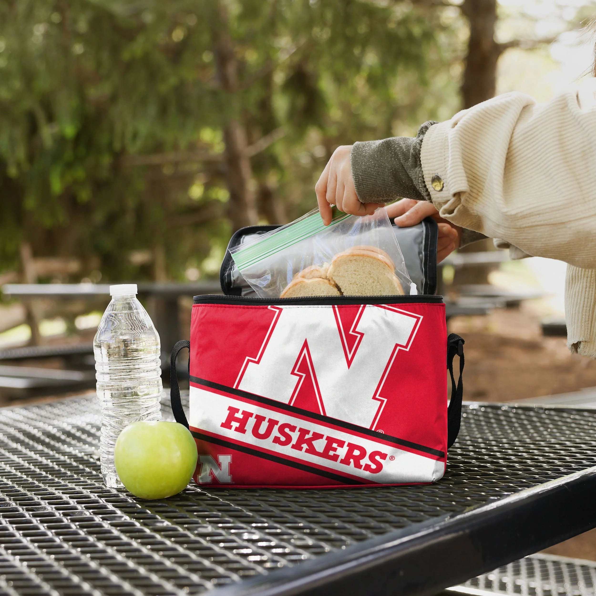 Nebraska Cornhuskers NCAA Big Logo Stripe 6 Pack Cooler - Image 3