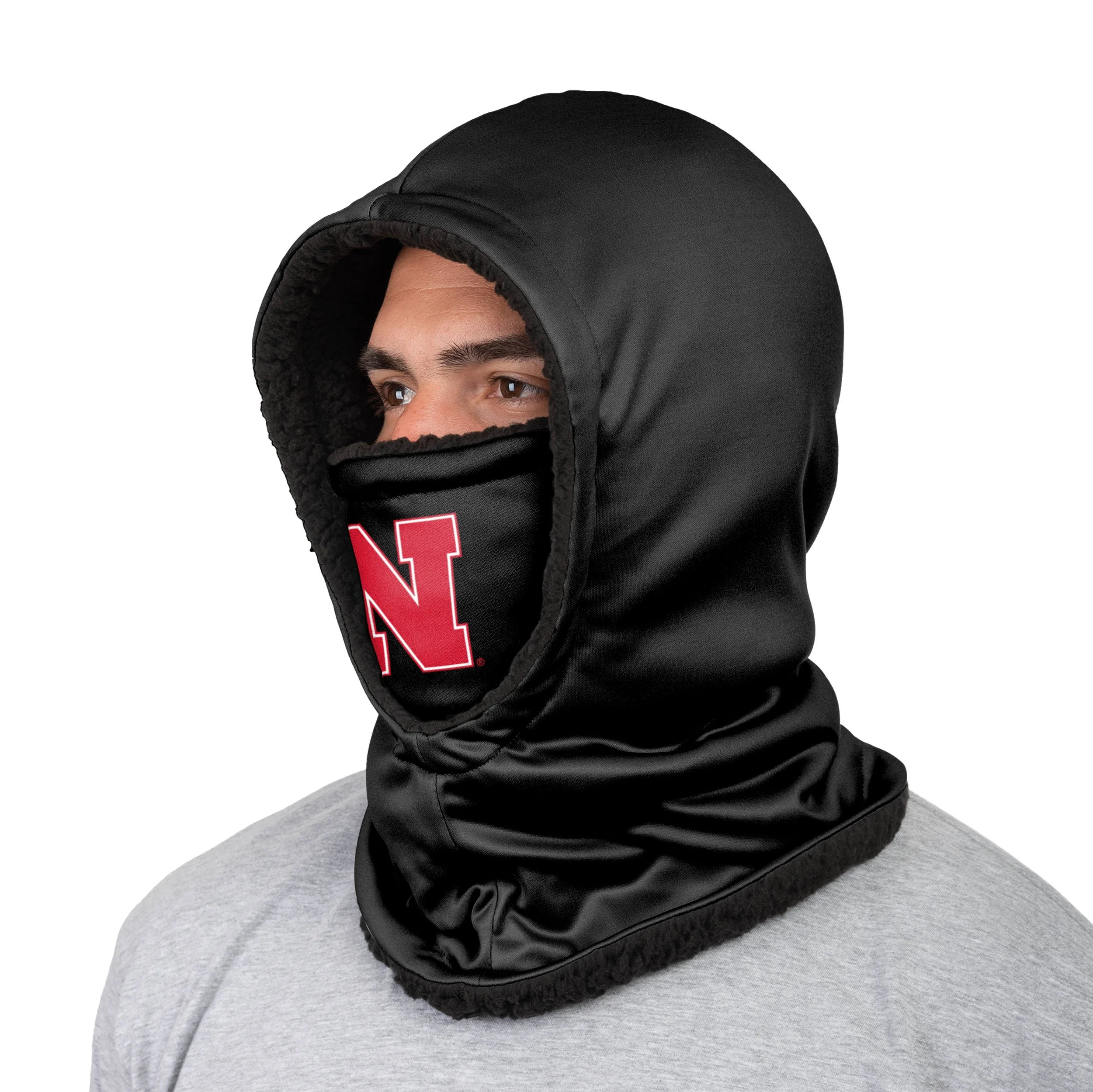 Nebraska Cornhuskers NCAA Black Hooded Gaiter - Image 2